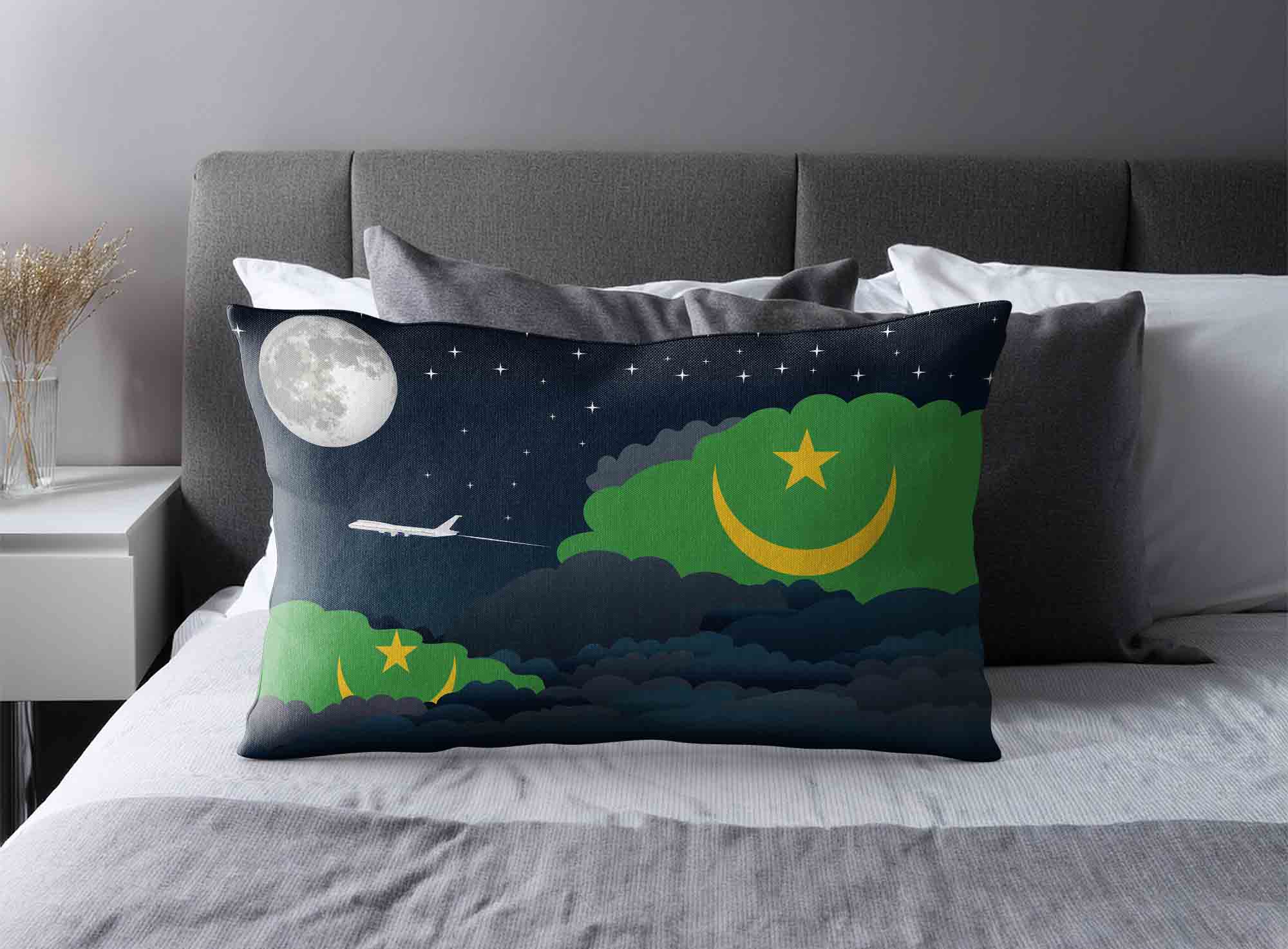 Mauritania World Airplane Night Clouds Square & Rectangle Pillow Cases | Aviation Night Sky Decorative Throw Pillow Covers image 2