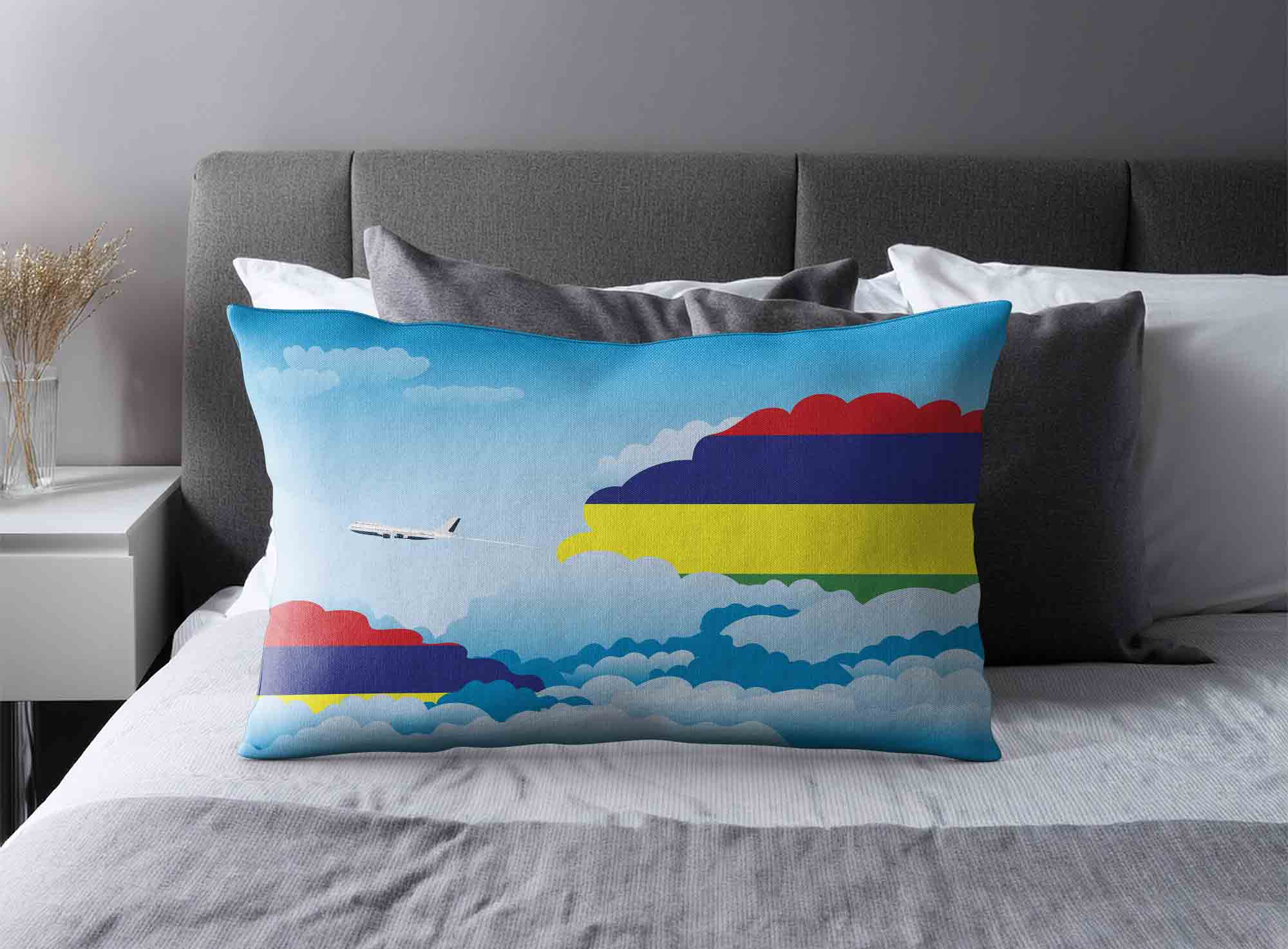 Mauritius World Airplane Day Clouds Square & Rectangle Pillow Cases | Aviation Sky Travel Decorative Throw Pillow Covers image 2