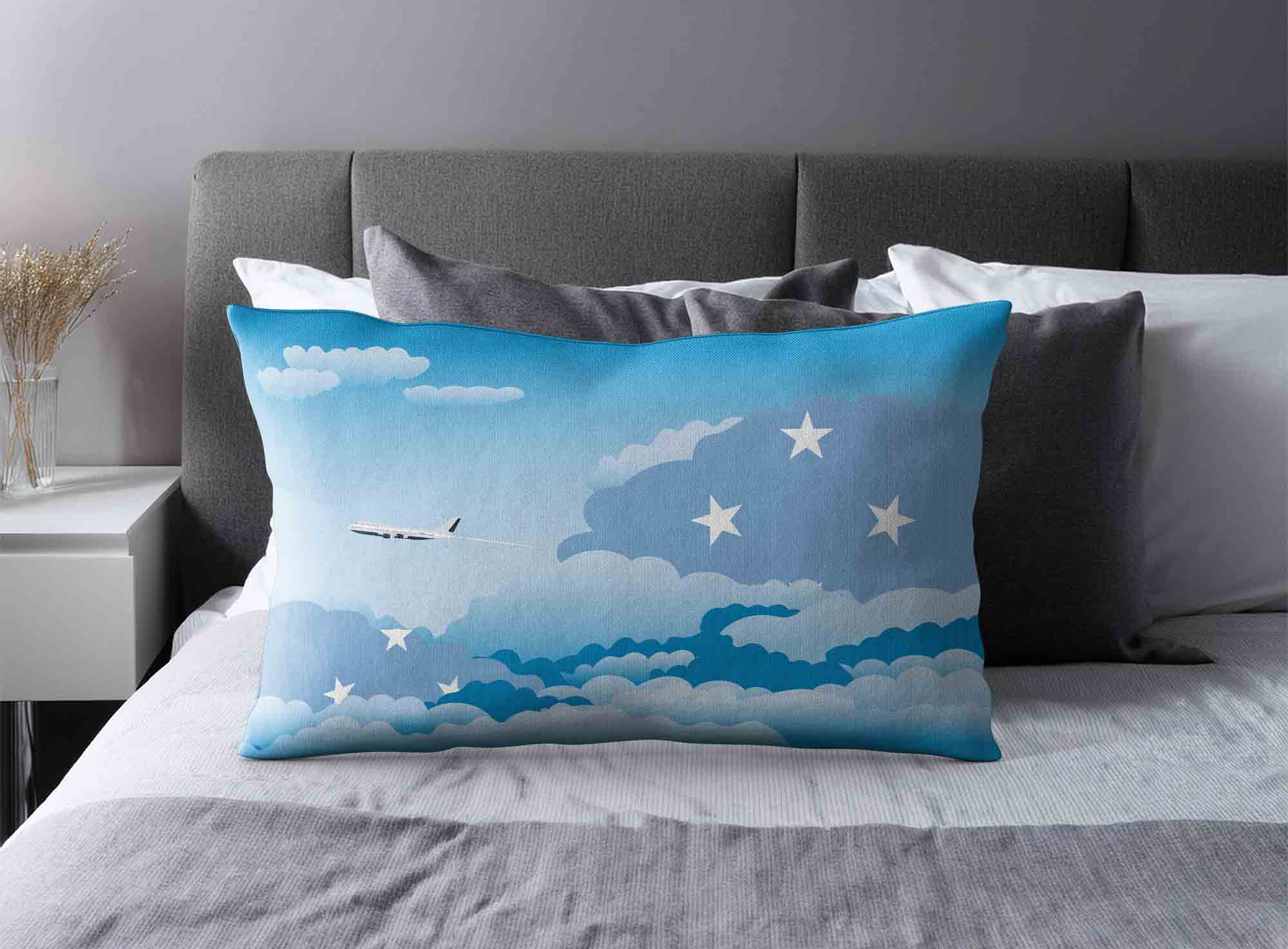 Micronesia Federated States World Airplane Day Clouds Square & Rectangle Pillow Cases | Aviation Sky Travel Decorative Throw Pillow Covers image 2