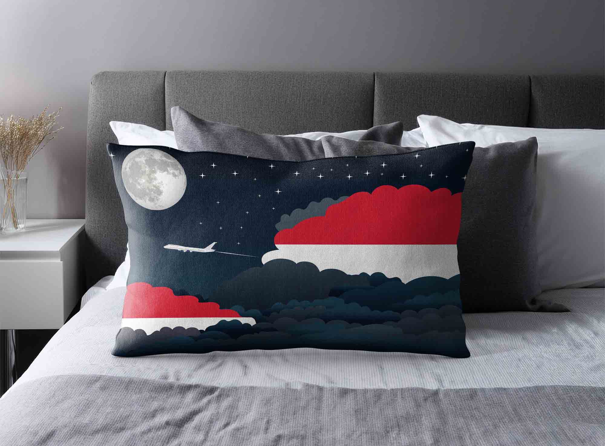 Monaco World Airplane Night Clouds Square & Rectangle Pillow Cases | Aviation Night Sky Decorative Throw Pillow Covers image 2