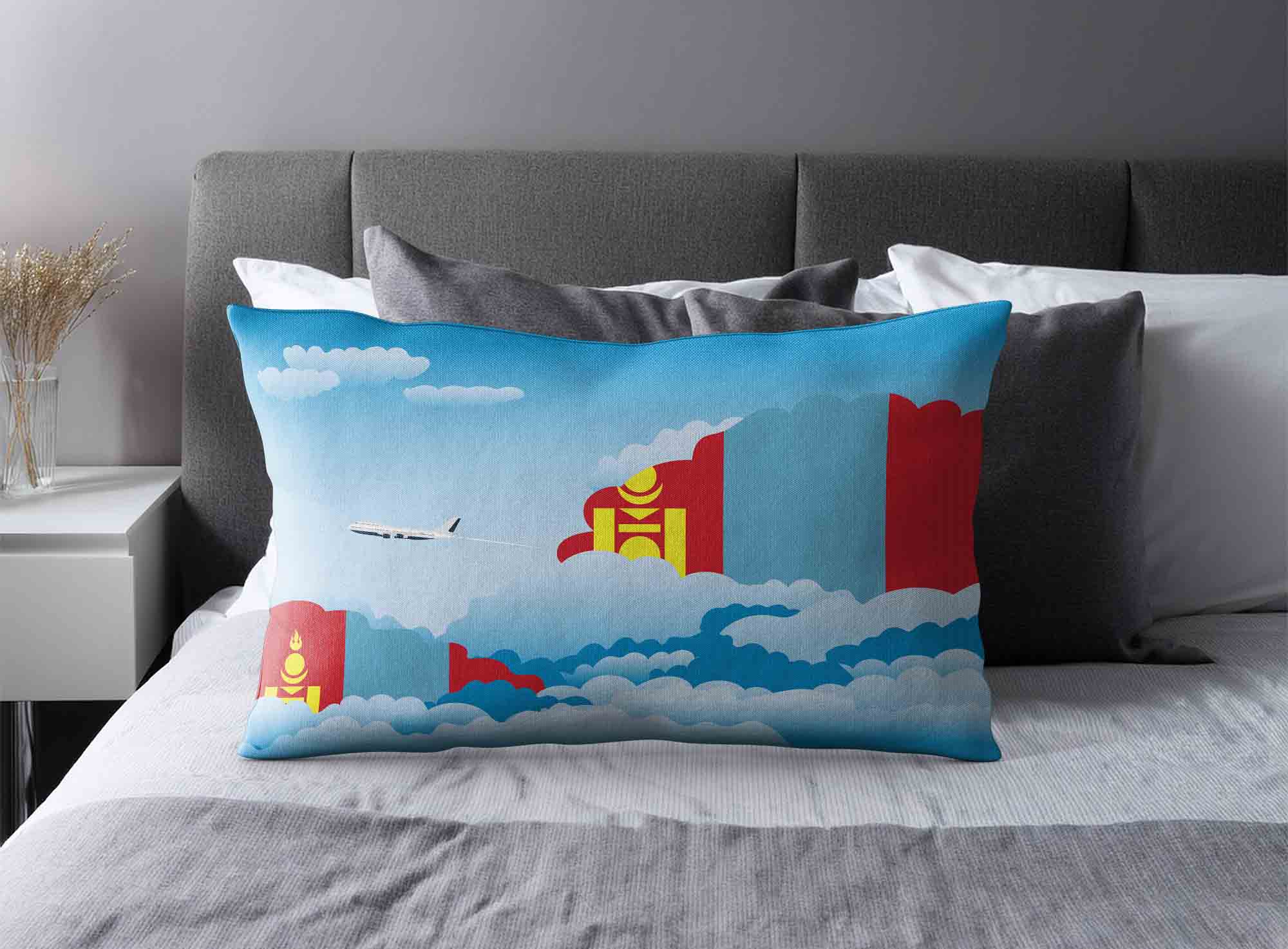 Mongolia World Airplane Day Clouds Square & Rectangle Pillow Cases | Aviation Sky Travel Decorative Throw Pillow Covers image 2