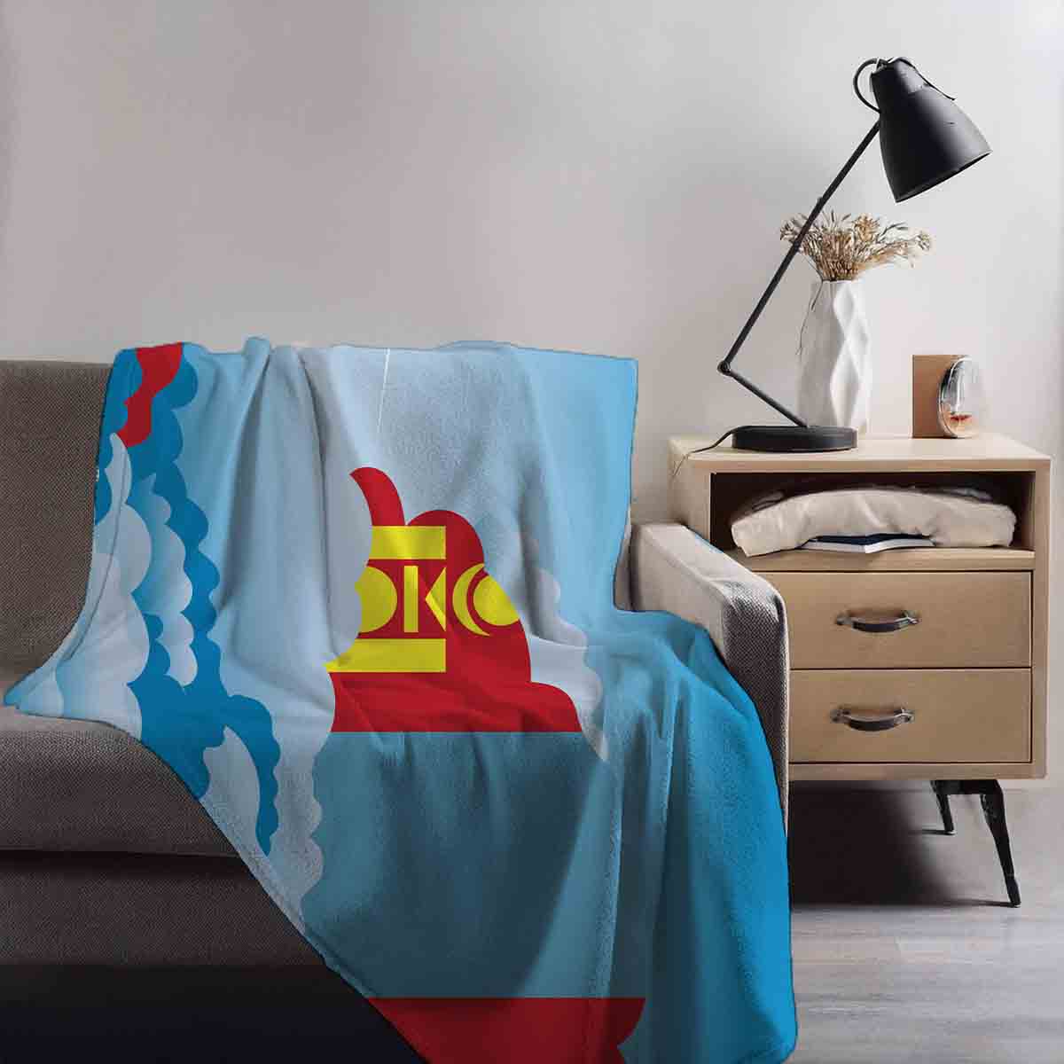 Mongolia Day Clouds Blanket Throw