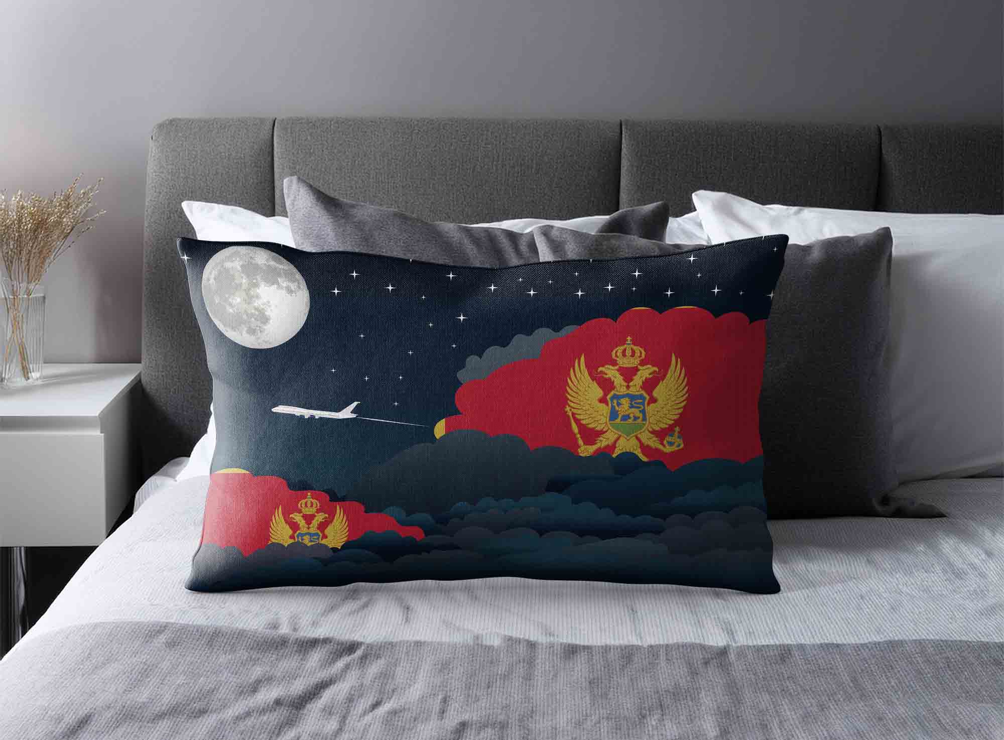 Montenegro World Airplane Night Clouds Square & Rectangle Pillow Cases | Aviation Night Sky Decorative Throw Pillow Covers image 2