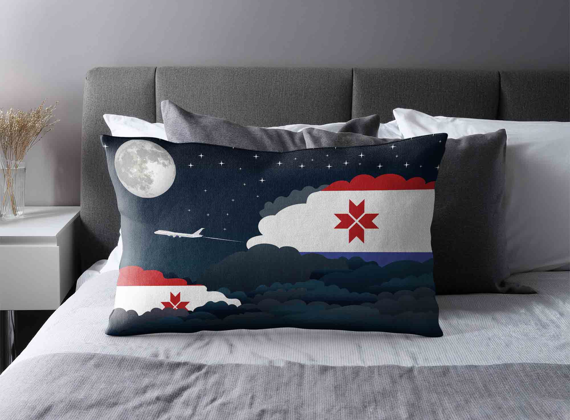 Mordovia World Airplane Night Clouds Square & Rectangle Pillow Cases | Aviation Night Sky Decorative Throw Pillow Covers image 2