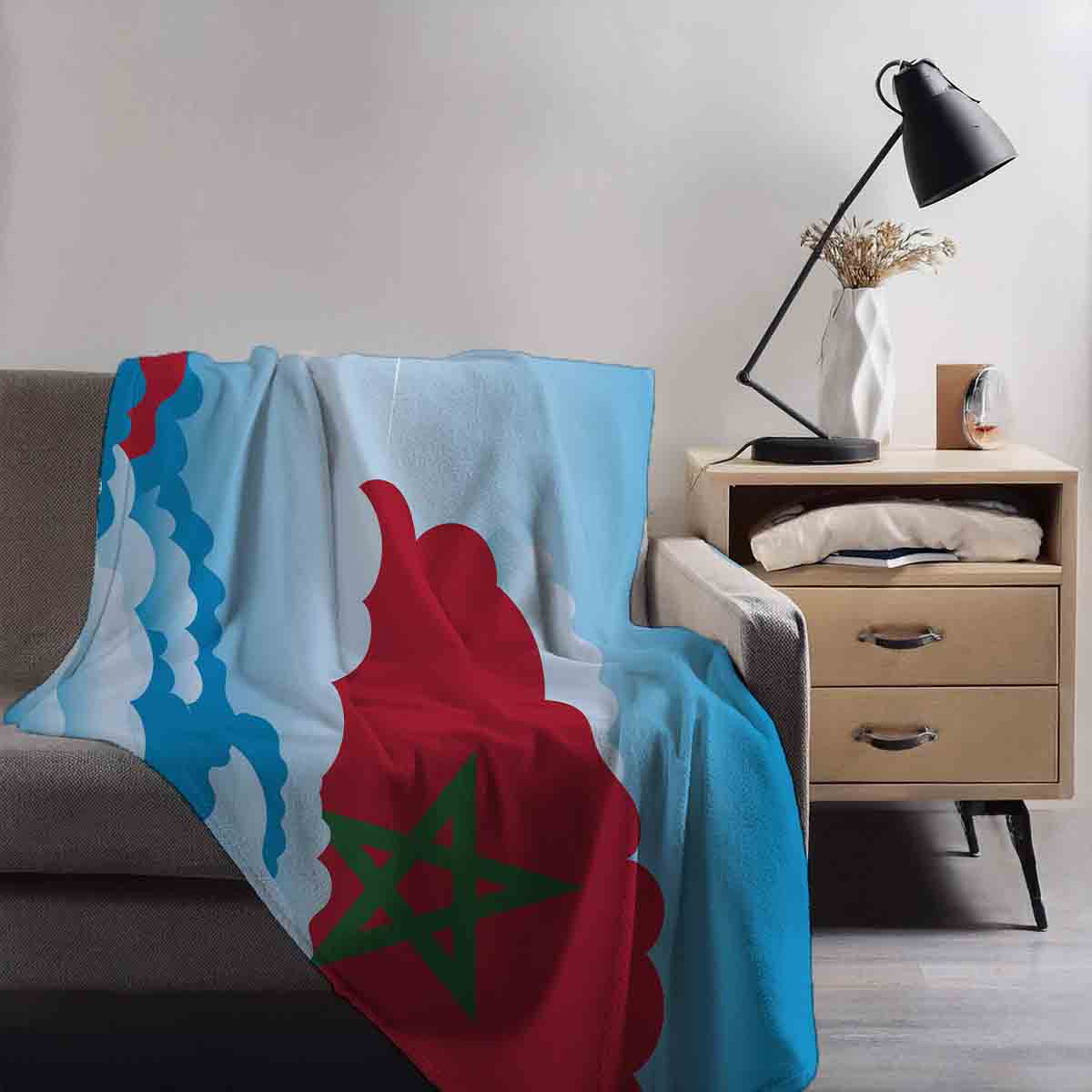 Morocco Day Clouds Blanket Throw