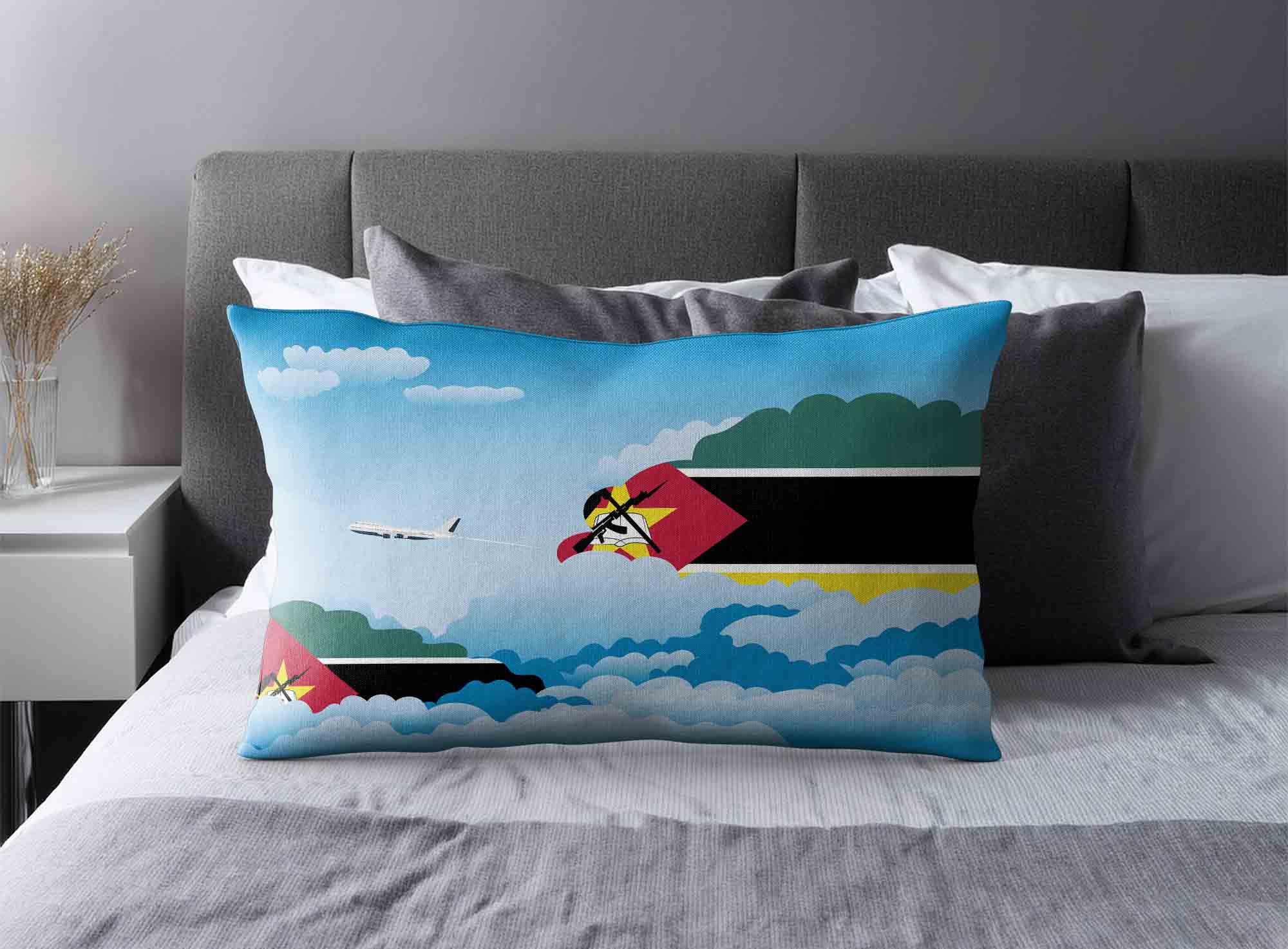 Mozambique World Airplane Day Clouds Square & Rectangle Pillow Cases | Aviation Sky Travel Decorative Throw Pillow Covers image 2