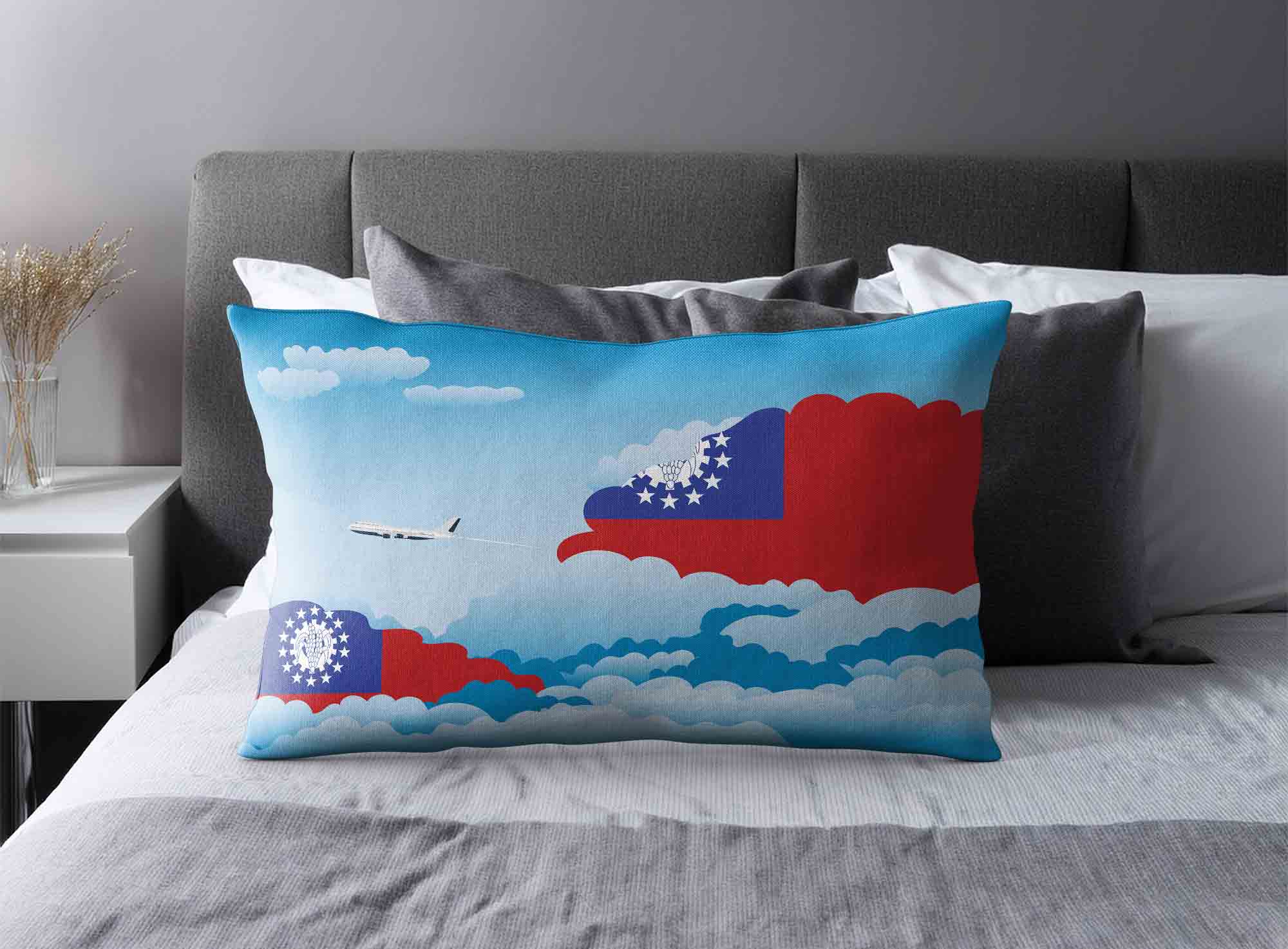 Myanmar Burma World Airplane Day Clouds Square & Rectangle Pillow Cases | Aviation Sky Travel Decorative Throw Pillow Covers image 2
