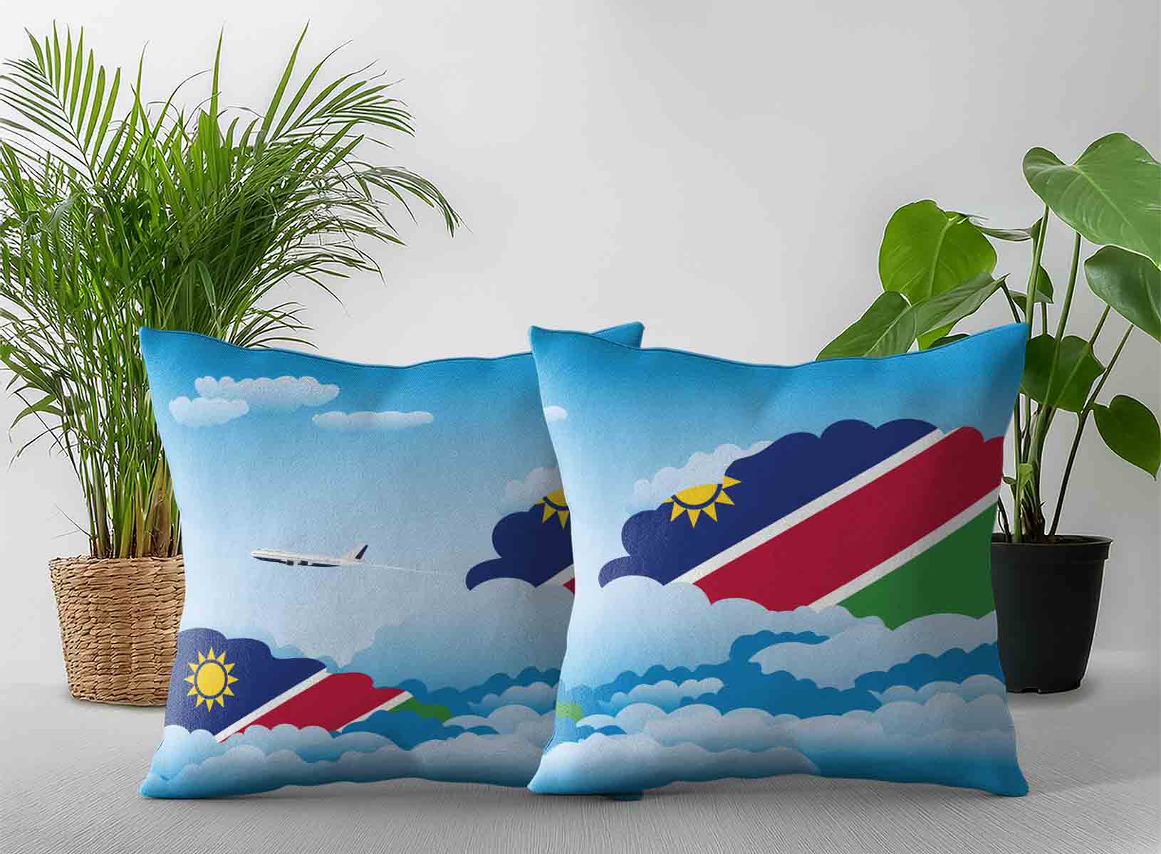 Namibia World Airplane Day Clouds Square & Rectangle Pillow Cases | Aviation Sky Travel Decorative Throw Pillow Covers