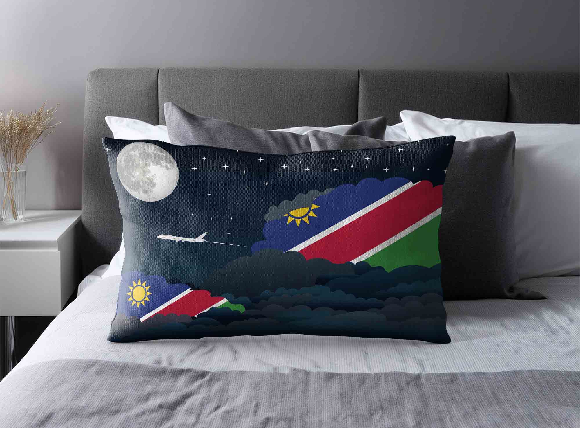 Namibia World Airplane Night Clouds Square & Rectangle Pillow Cases | Aviation Night Sky Decorative Throw Pillow Covers image 2