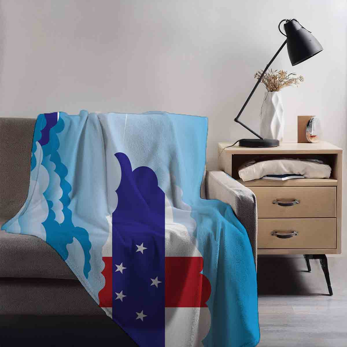 Netherlands Antilles Day Clouds Blanket Throw