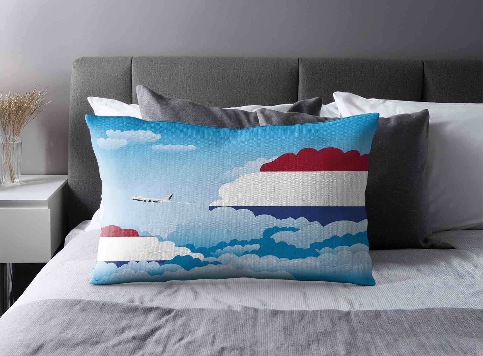 Netherlands World Airplane Day Clouds Square & Rectangle Pillow Cases | Aviation Sky Travel Decorative Throw Pillow Covers image 2