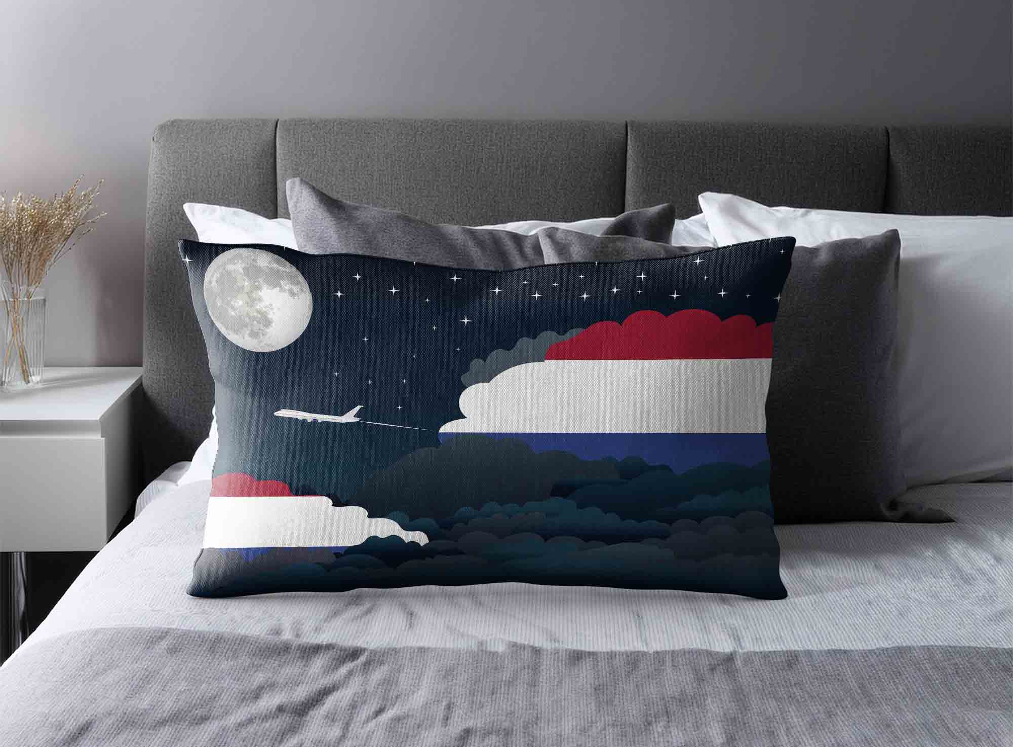 Netherlands World Airplane Night Clouds Square & Rectangle Pillow Cases | Aviation Night Sky Decorative Throw Pillow Covers image 2
