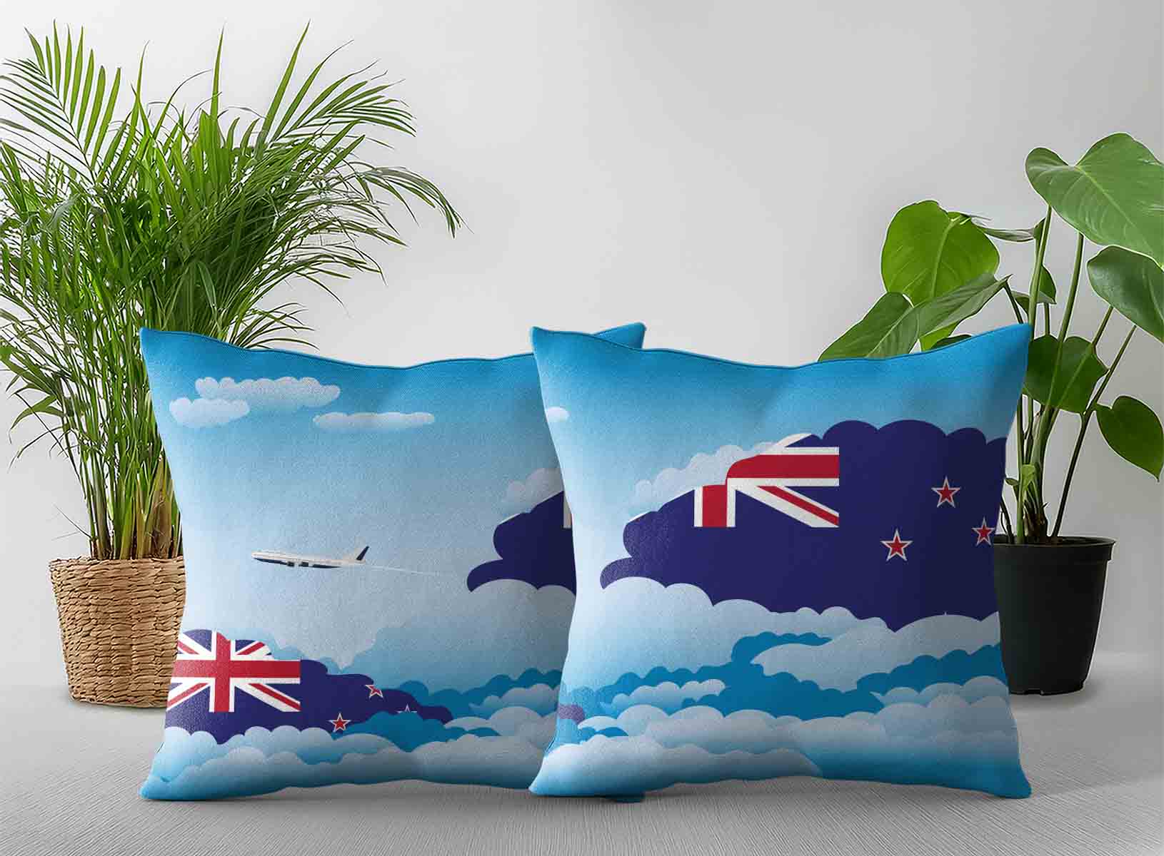 New Zealand World Airplane Day Clouds Square & Rectangle Pillow Cases | Aviation Sky Travel Decorative Throw Pillow Covers
