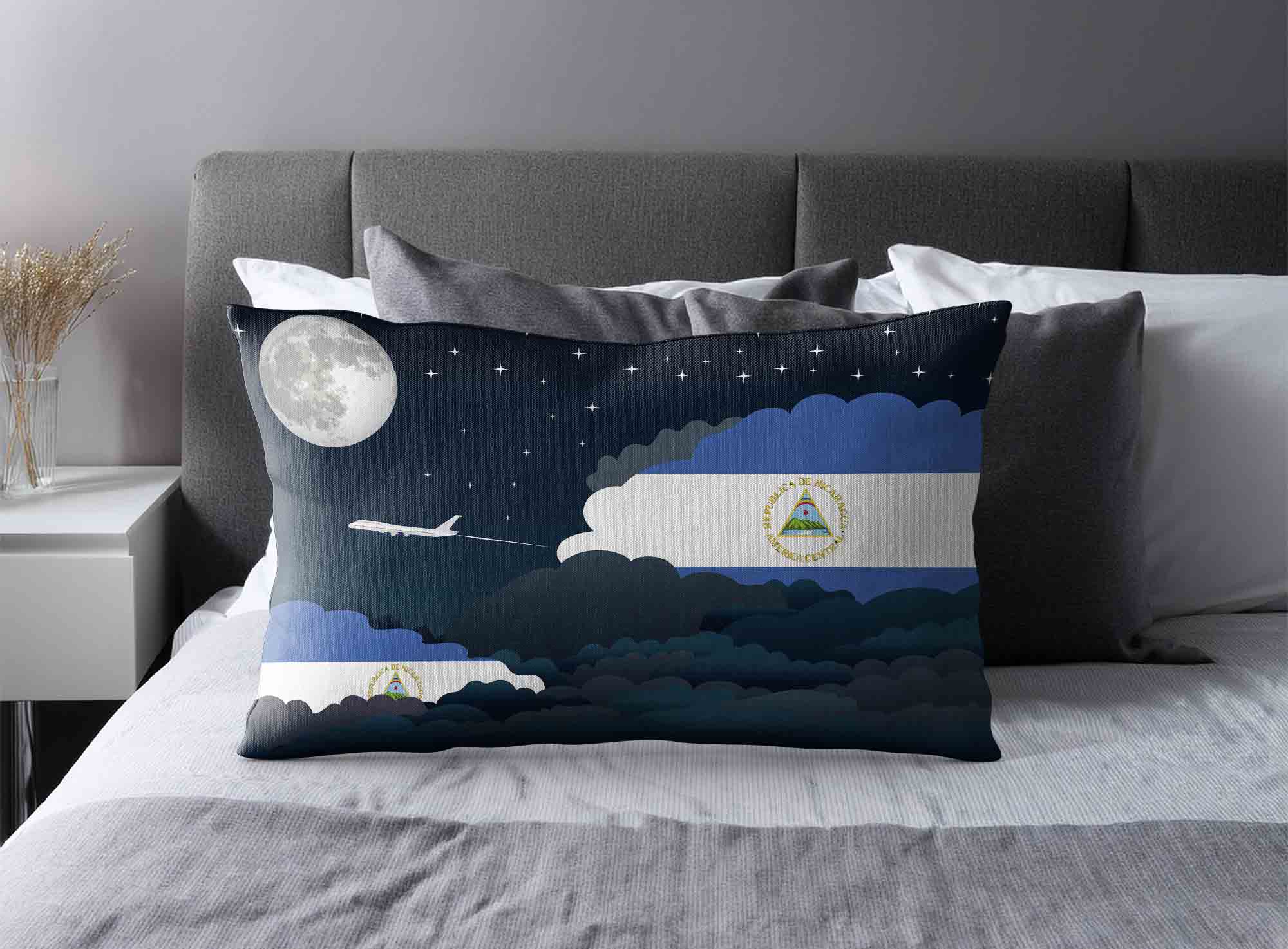 Nicaragua World Airplane Night Clouds Square & Rectangle Pillow Cases | Aviation Night Sky Decorative Throw Pillow Covers image 2