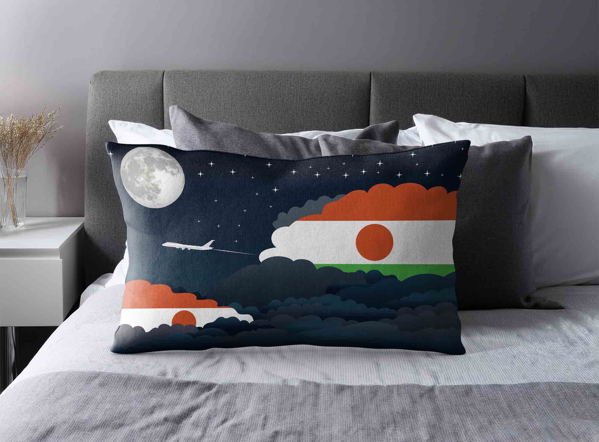 Niger World Airplane Night Clouds Square & Rectangle Pillow Cases | Aviation Night Sky Decorative Throw Pillow Covers image 2