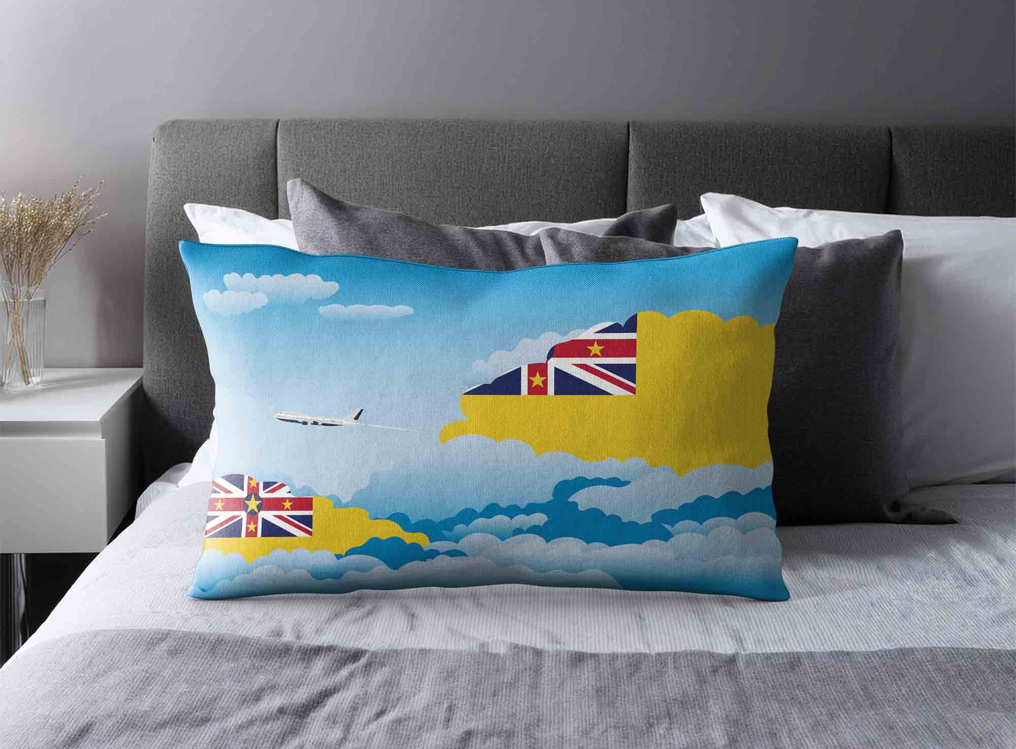 Niue World Airplane Day Clouds Square & Rectangle Pillow Cases | Aviation Sky Travel Decorative Throw Pillow Covers image 2
