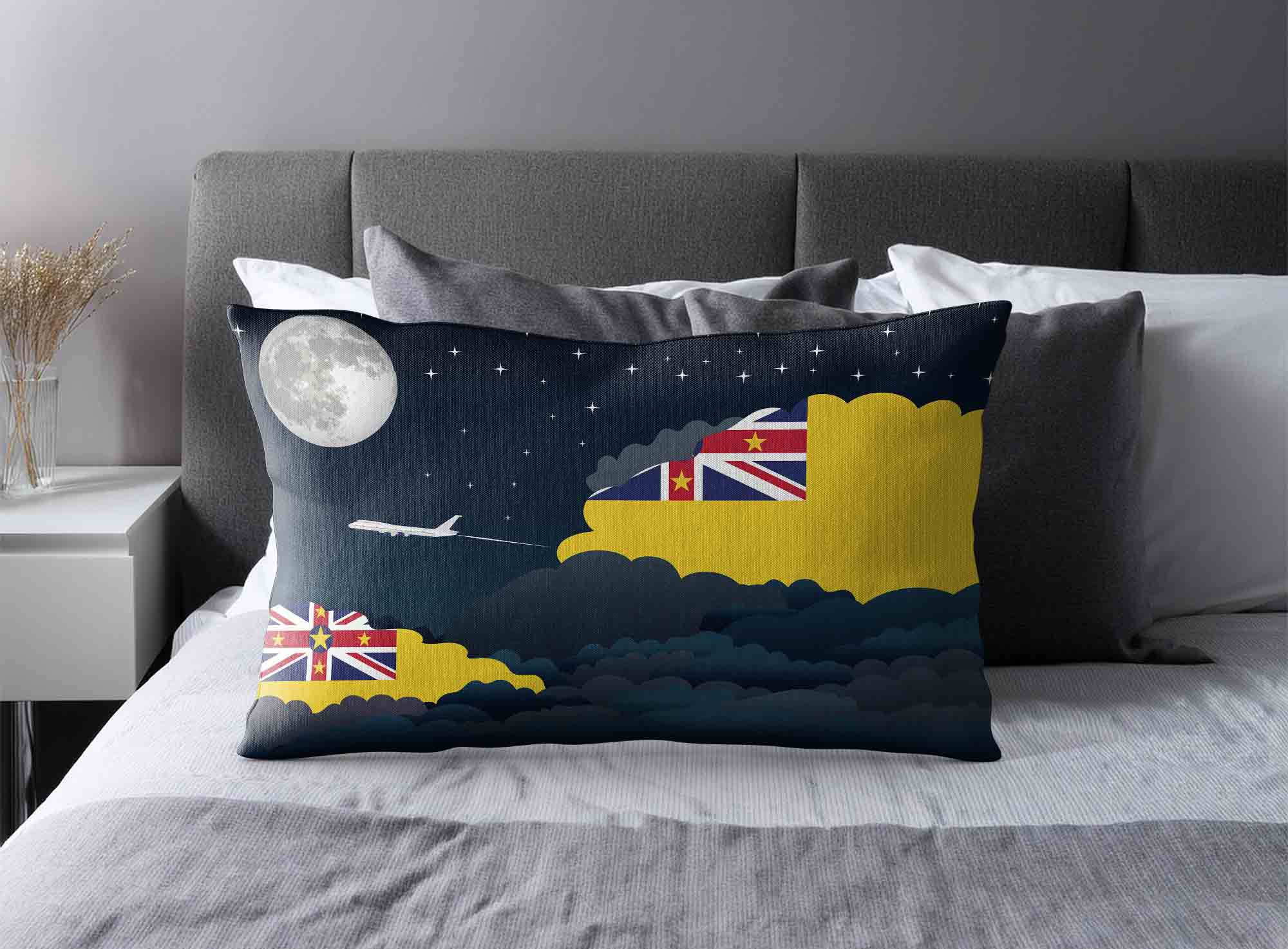 Niue World Airplane Night Clouds Square & Rectangle Pillow Cases | Aviation Night Sky Decorative Throw Pillow Covers image 2