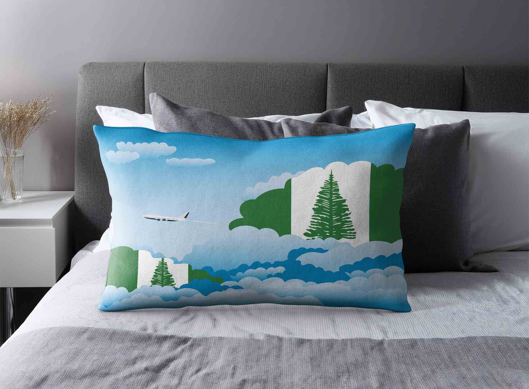 Norfolk Island World Airplane Day Clouds Square & Rectangle Pillow Cases | Aviation Sky Travel Decorative Throw Pillow Covers image 2