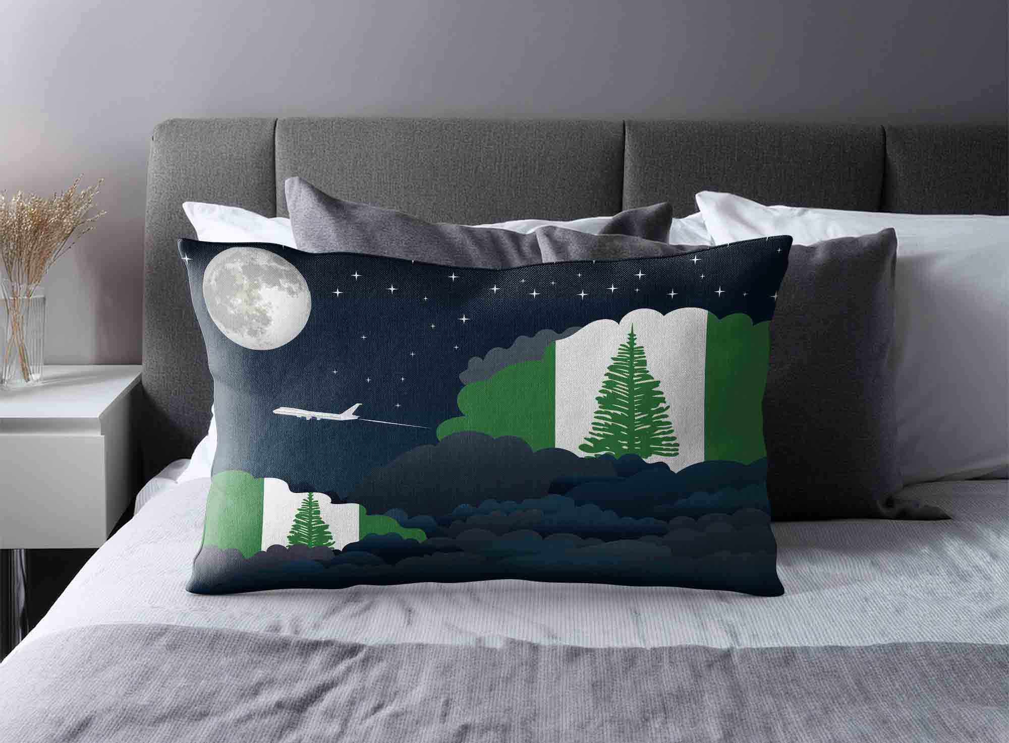 Norfolk Island World Airplane Night Clouds Square & Rectangle Pillow Cases | Aviation Night Sky Decorative Throw Pillow Covers image 2