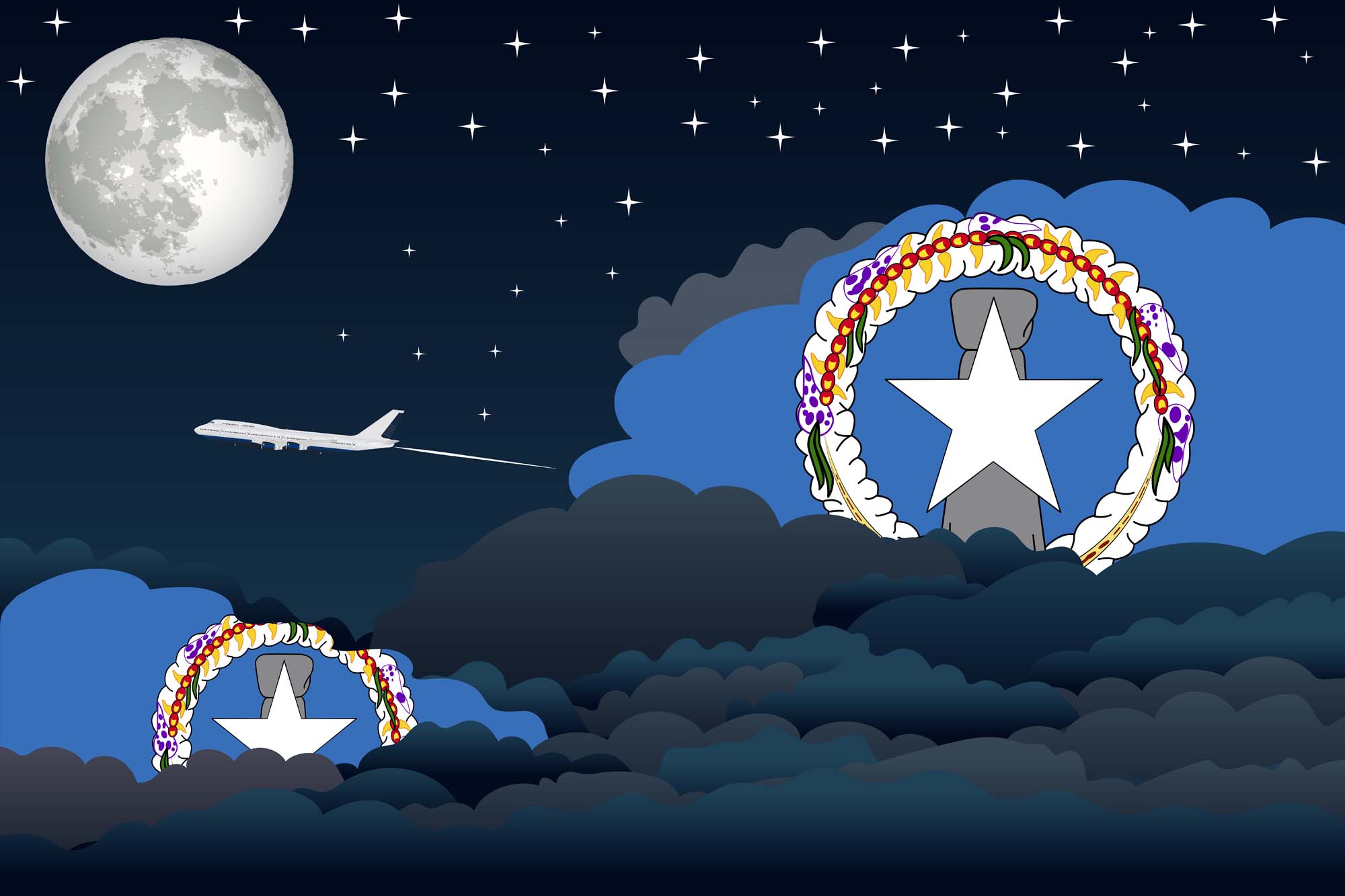 Northern Mariana Islands Night Clouds Blanket Throw image 2
