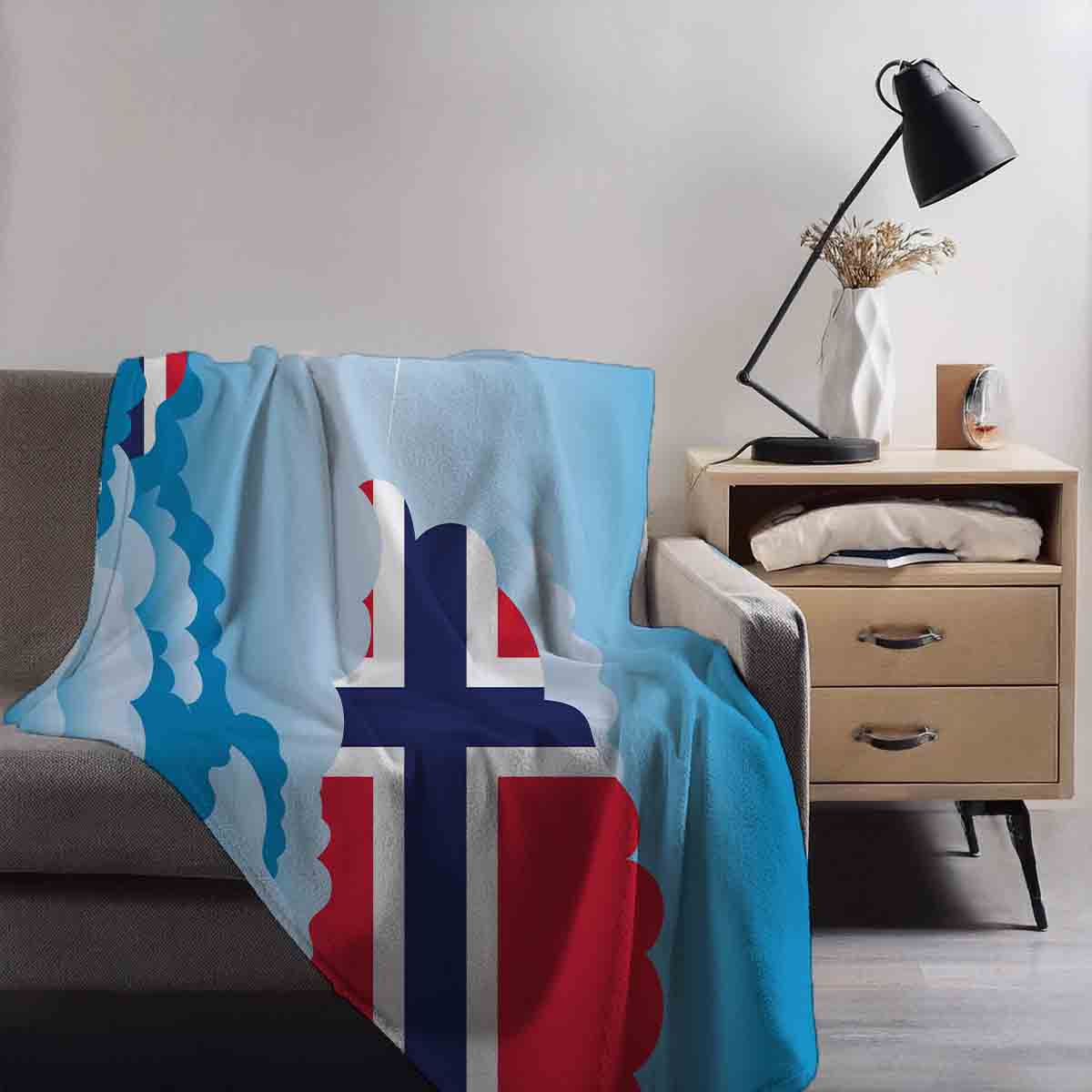 Norway Day Clouds Blanket Throw