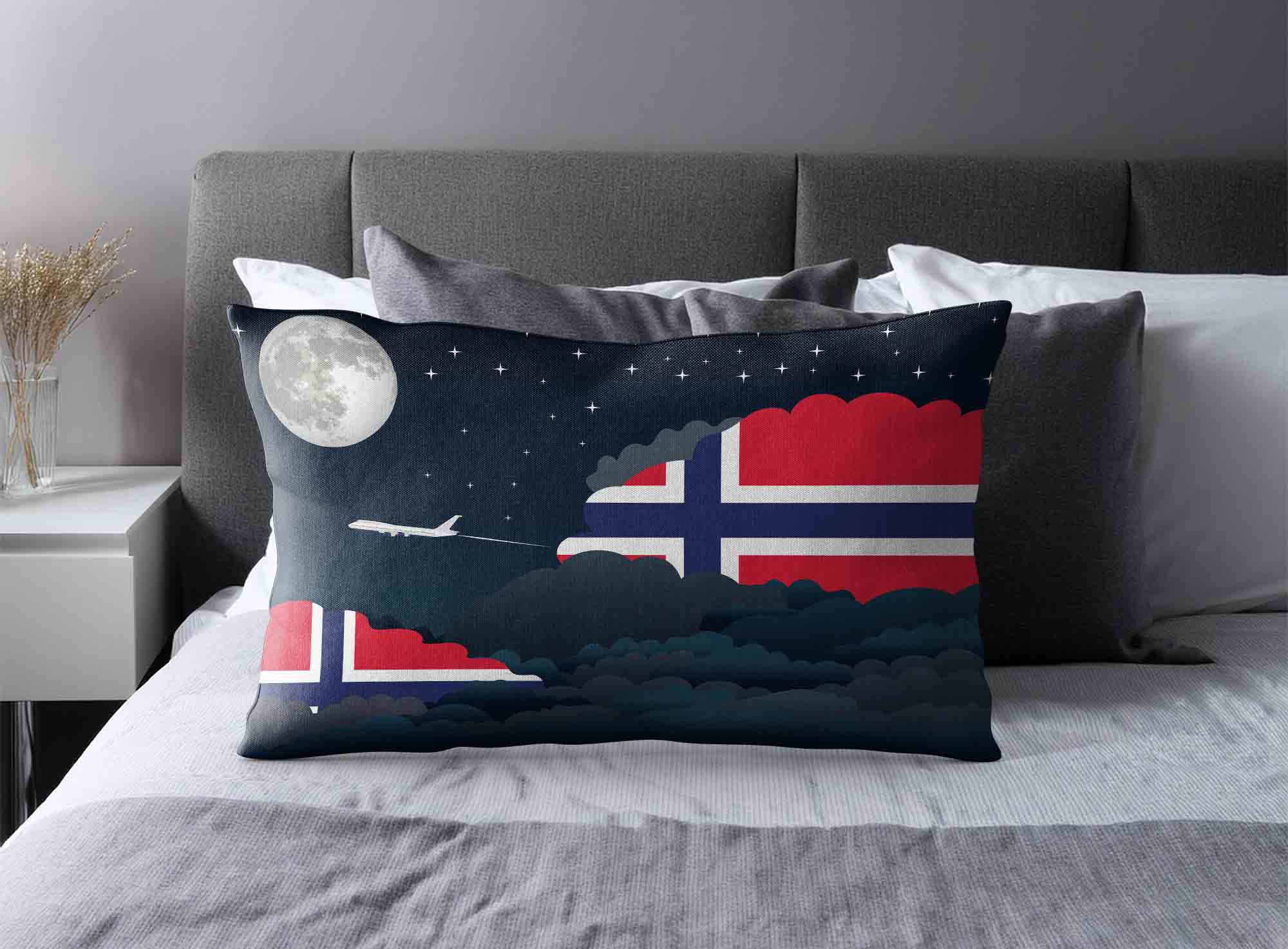 Norway World Airplane Night Clouds Square & Rectangle Pillow Cases | Aviation Night Sky Decorative Throw Pillow Covers image 2