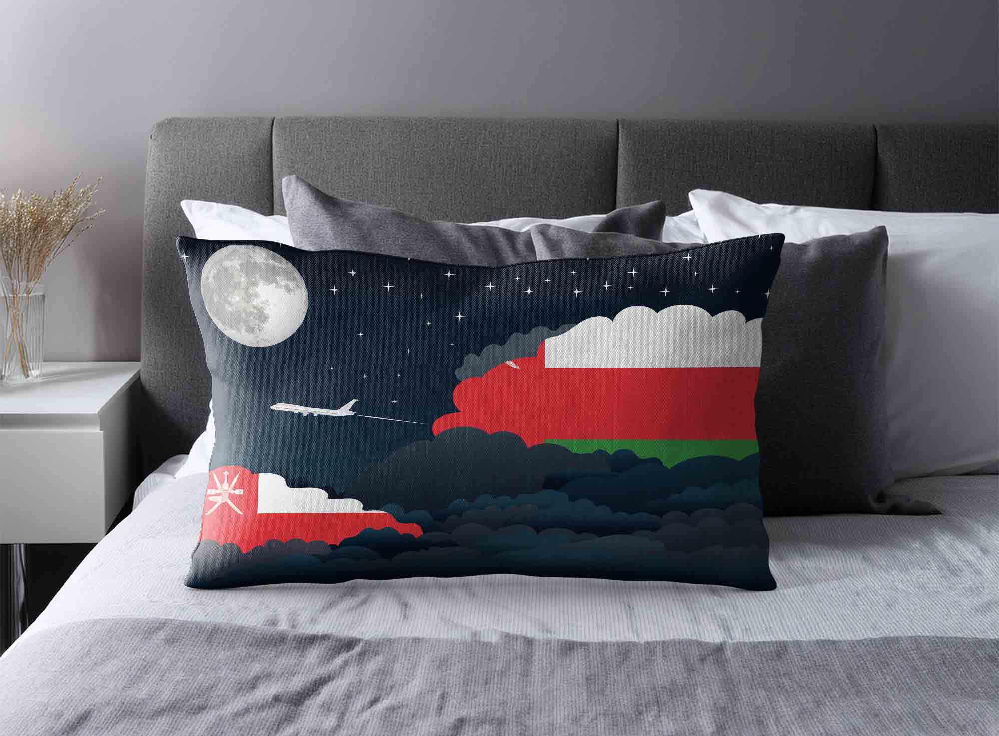 Oman World Airplane Night Clouds Square & Rectangle Pillow Cases | Aviation Night Sky Decorative Throw Pillow Covers image 2