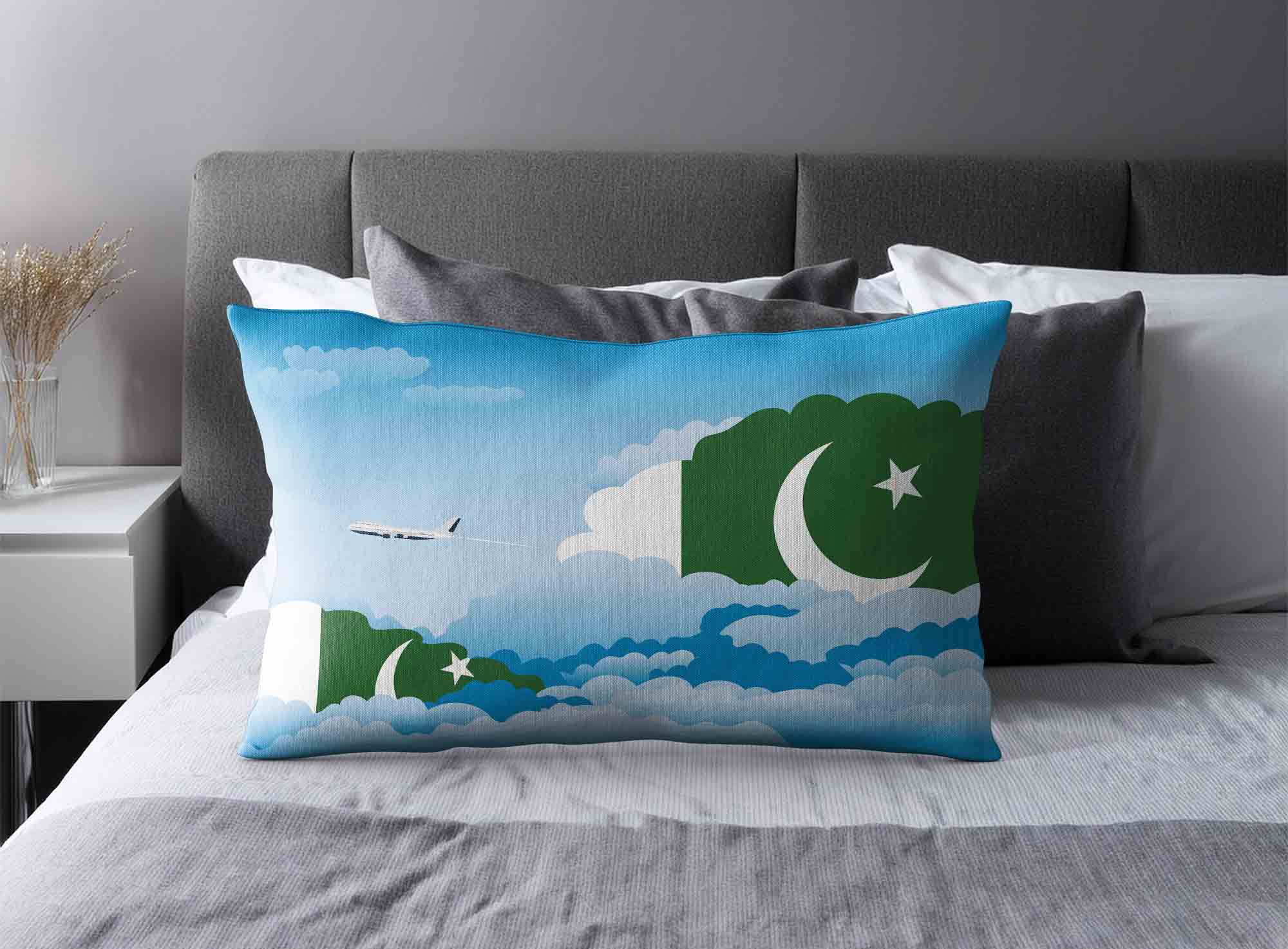 Pakistan World Airplane Day Clouds Square & Rectangle Pillow Cases | Aviation Sky Travel Decorative Throw Pillow Covers image 2