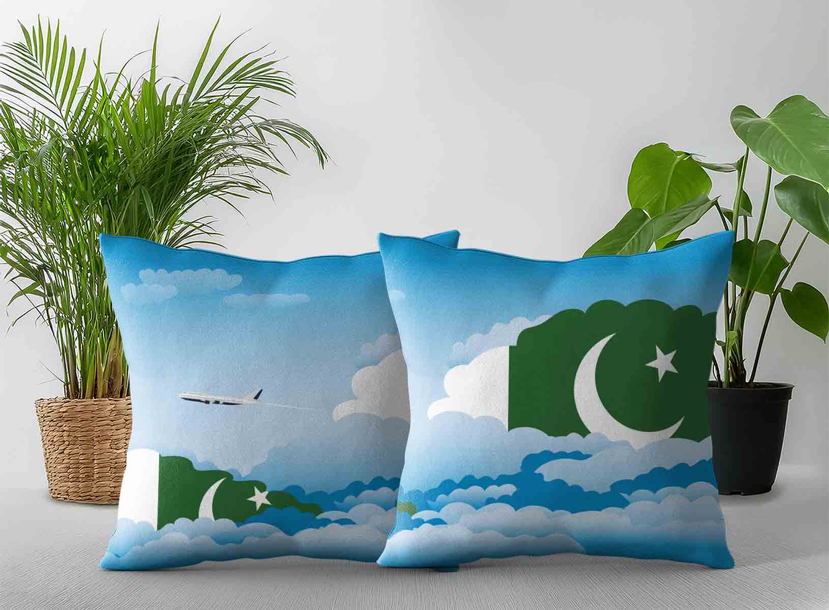 Pakistan World Airplane Day Clouds Square & Rectangle Pillow Cases | Aviation Sky Travel Decorative Throw Pillow Covers