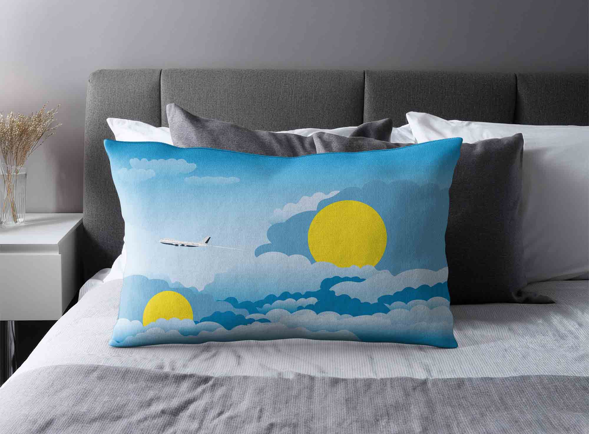Palau World Airplane Day Clouds Square & Rectangle Pillow Cases | Aviation Sky Travel Decorative Throw Pillow Covers image 2