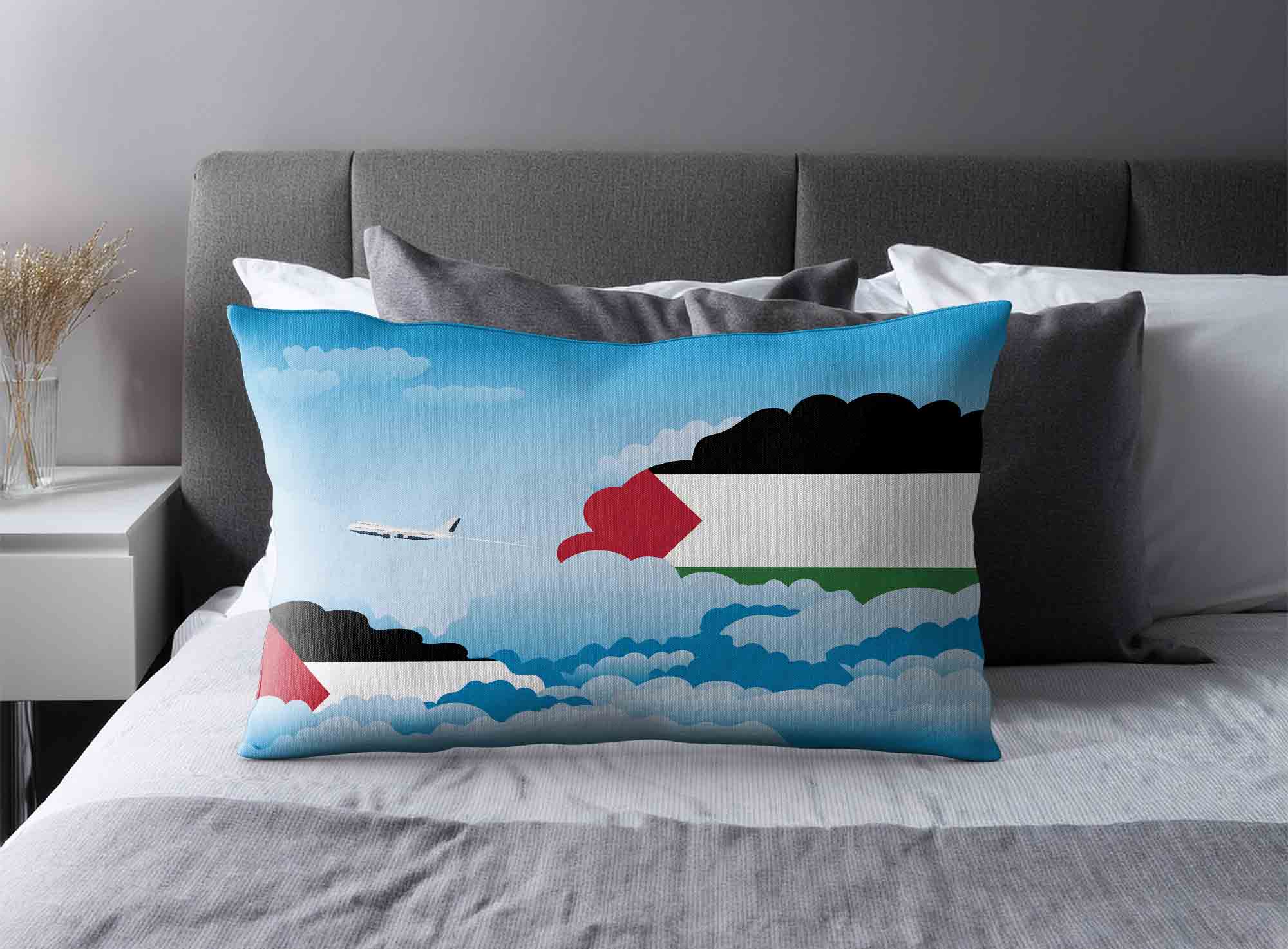 Palestine World Airplane Day Clouds Square & Rectangle Pillow Cases | Aviation Sky Travel Decorative Throw Pillow Covers image 2