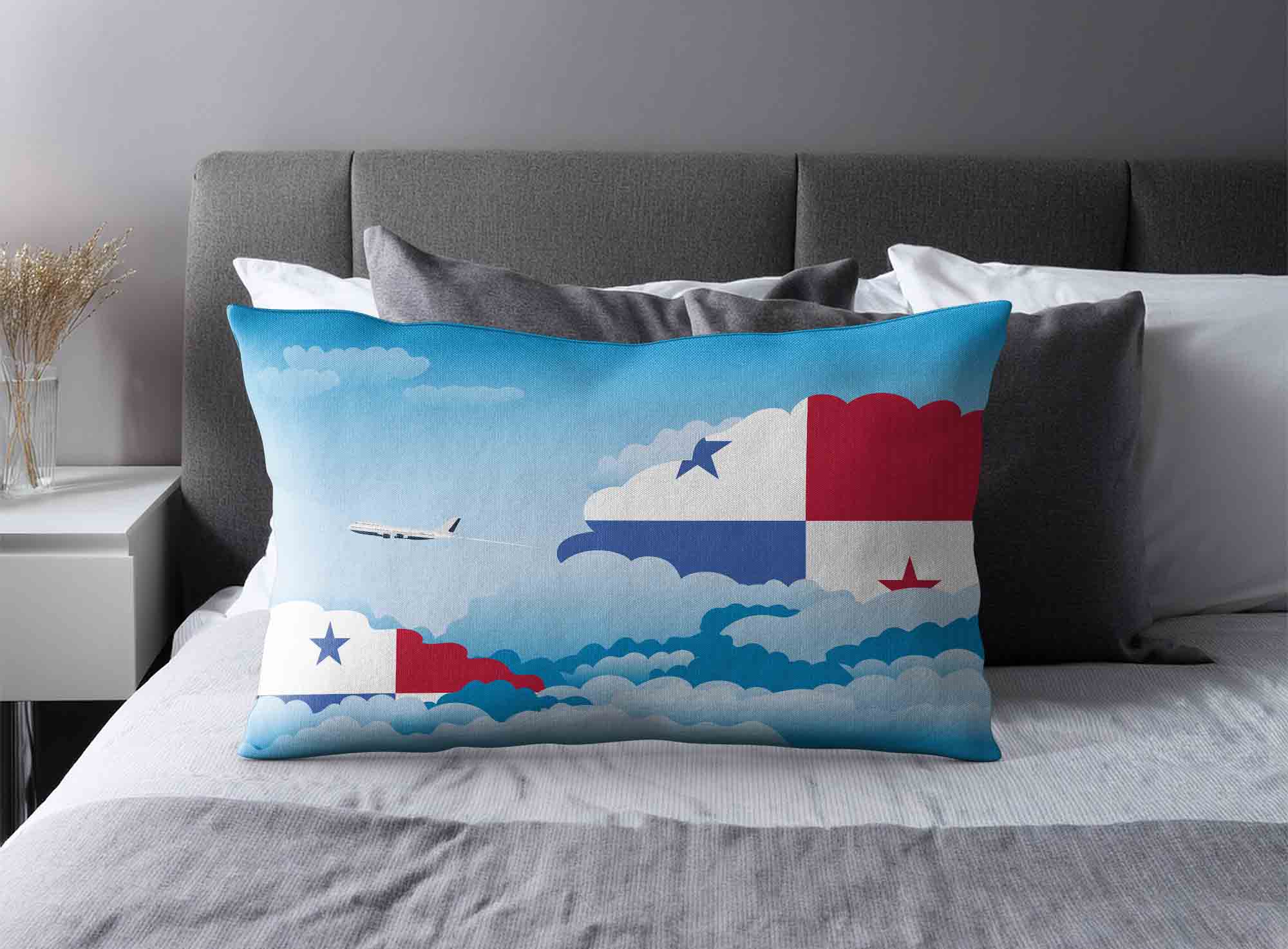 Panama World Airplane Day Clouds Square & Rectangle Pillow Cases | Aviation Sky Travel Decorative Throw Pillow Covers image 2