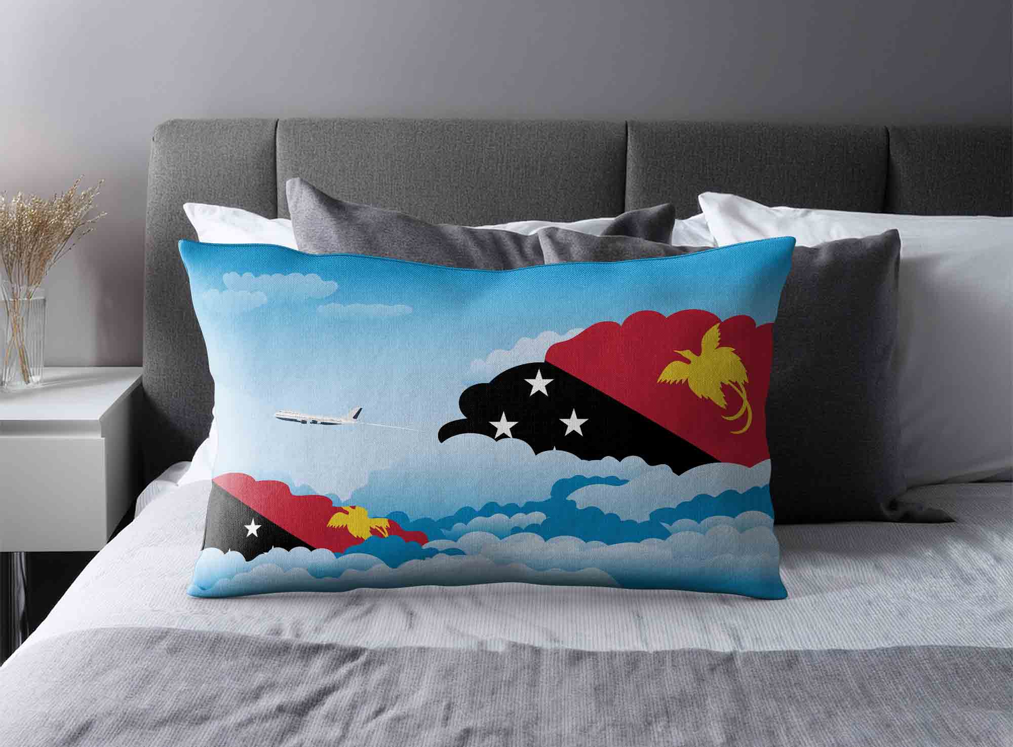 Papua New Guinea World Airplane Day Clouds Square & Rectangle Pillow Cases | Aviation Sky Travel Decorative Throw Pillow Covers image 2