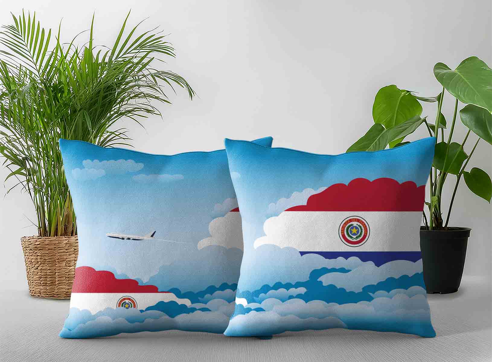 Paraguay World Airplane Day Clouds Square & Rectangle Pillow Cases | Aviation Sky Travel Decorative Throw Pillow Covers
