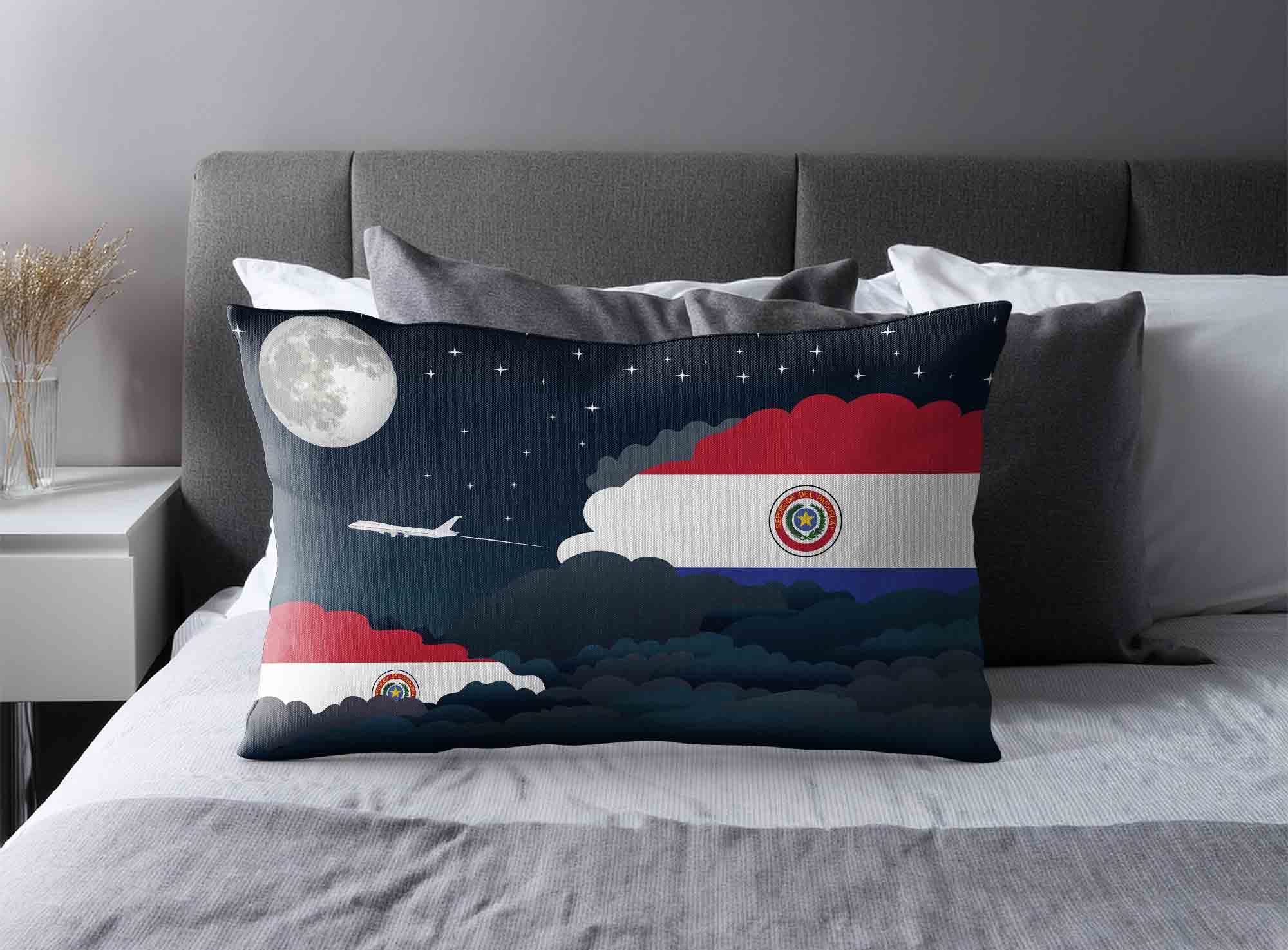 Paraguay World Airplane Night Clouds Square & Rectangle Pillow Cases | Aviation Night Sky Decorative Throw Pillow Covers image 2