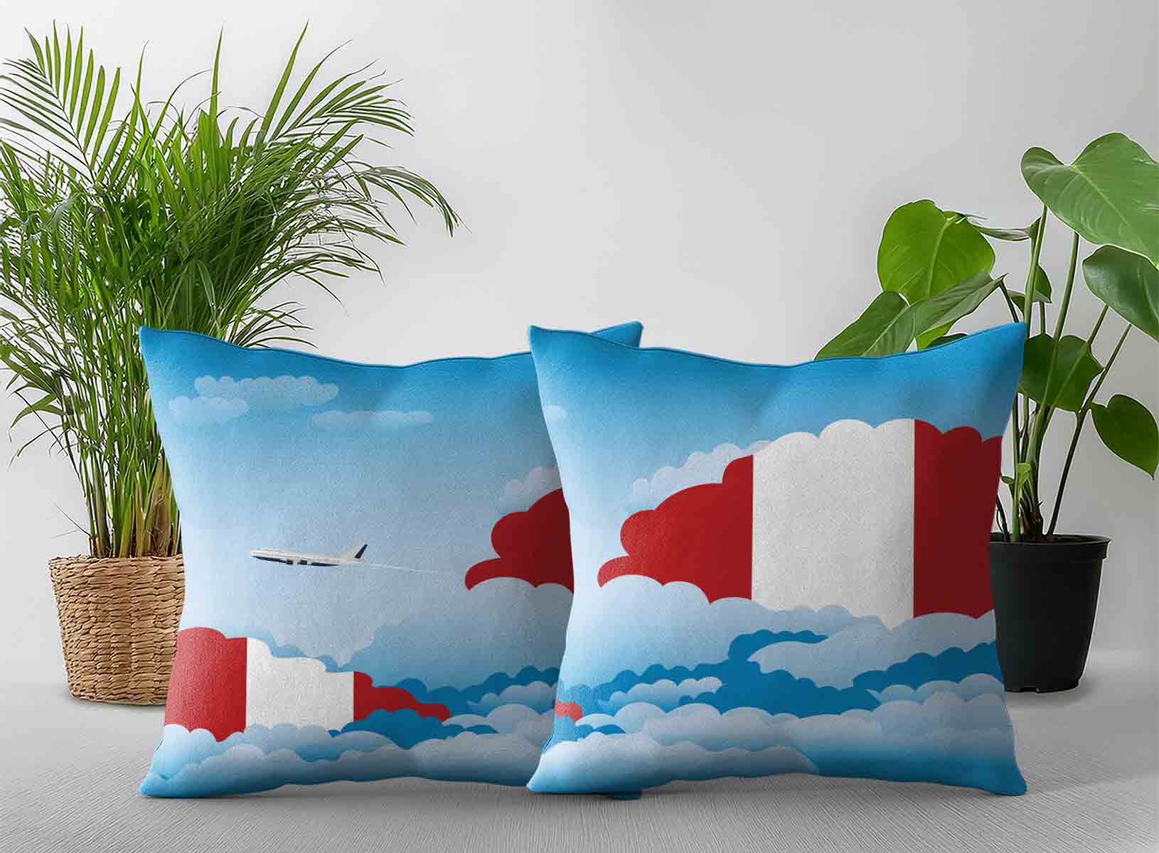 Peru World Airplane Day Clouds Square & Rectangle Pillow Cases | Aviation Sky Travel Decorative Throw Pillow Covers