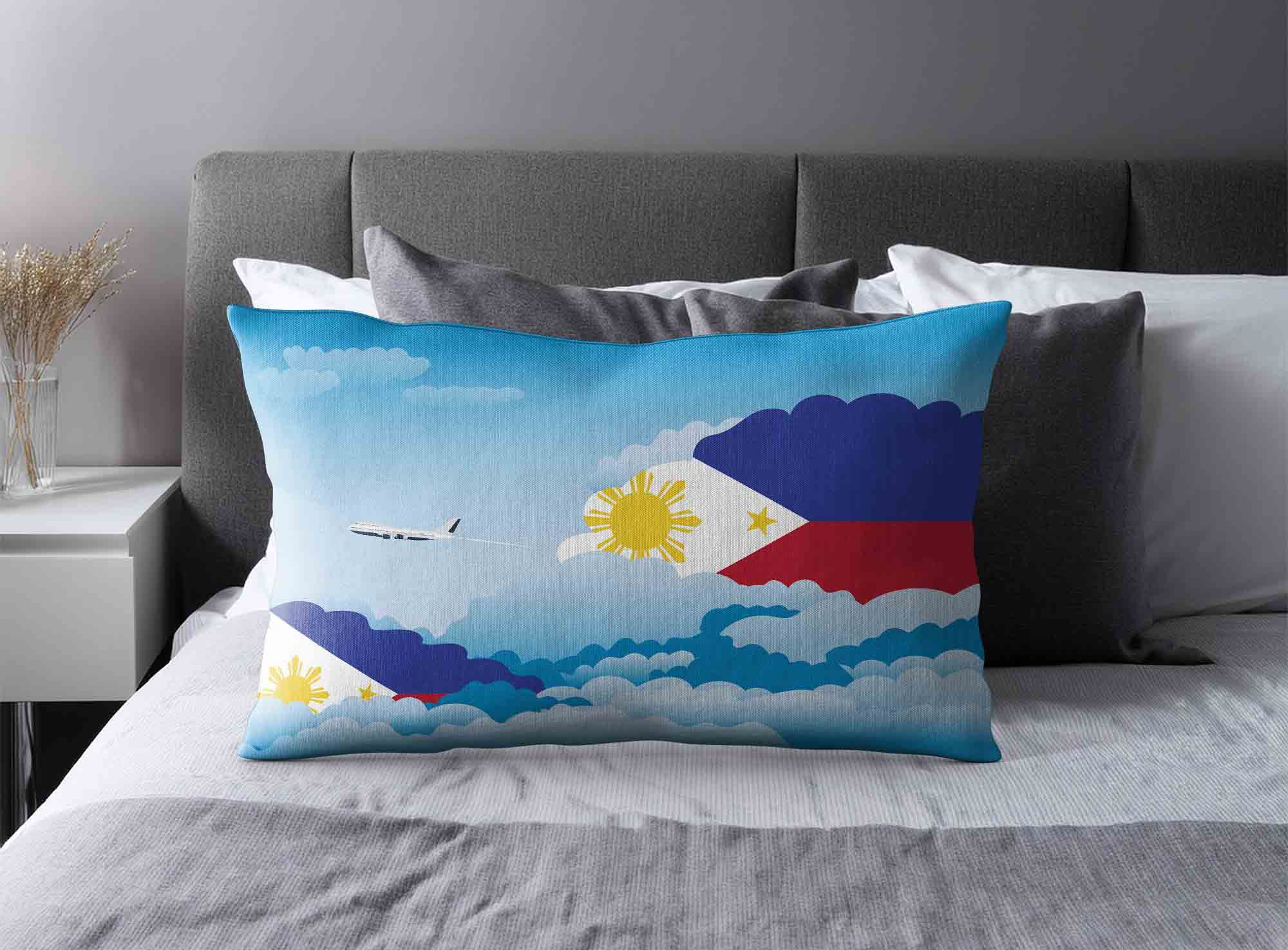 Philippines World Airplane Day Clouds Square & Rectangle Pillow Cases | Aviation Sky Travel Decorative Throw Pillow Covers image 2