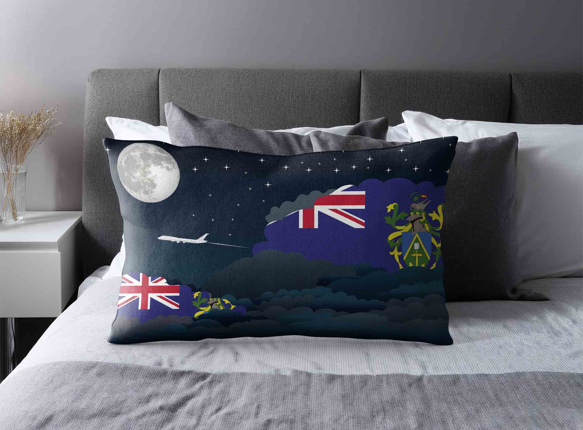 Pitcairn Islands World Airplane Night Clouds Square & Rectangle Pillow Cases | Aviation Night Sky Decorative Throw Pillow Covers image 2