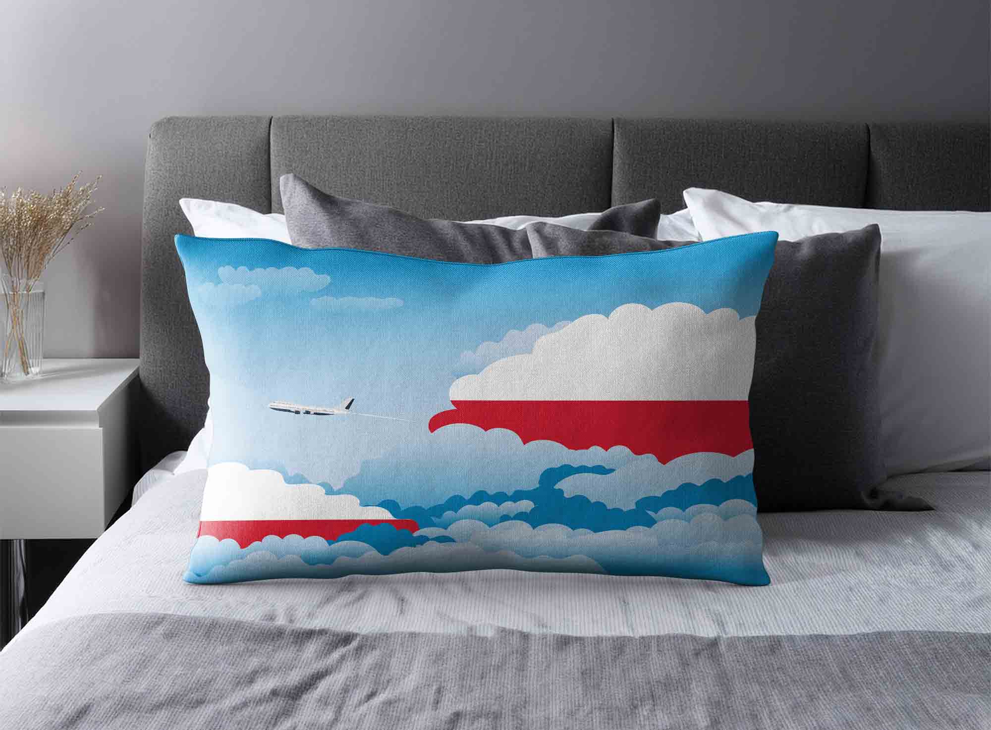 Poland World Airplane Day Clouds Square & Rectangle Pillow Cases | Aviation Sky Travel Decorative Throw Pillow Covers image 2