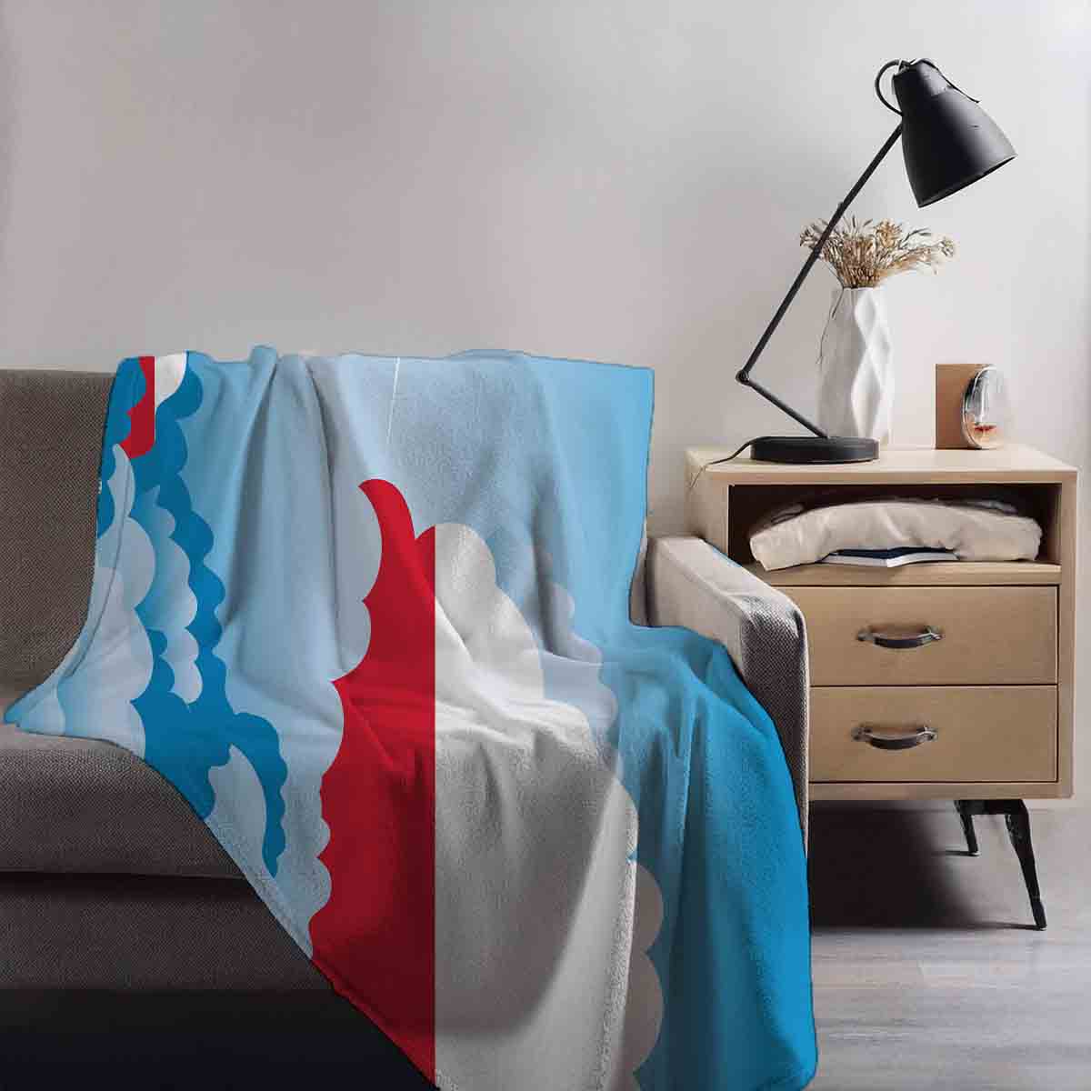 Poland Day Clouds Blanket Throw