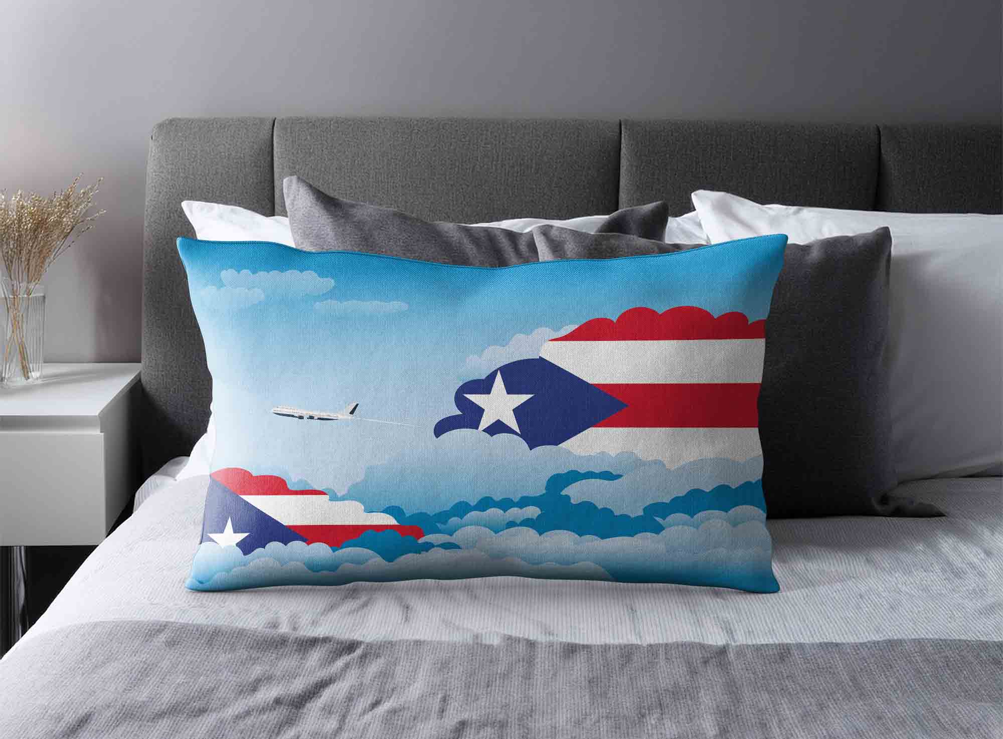 Puerto Rico World Airplane Day Clouds Square & Rectangle Pillow Cases | Aviation Sky Travel Decorative Throw Pillow Covers image 2
