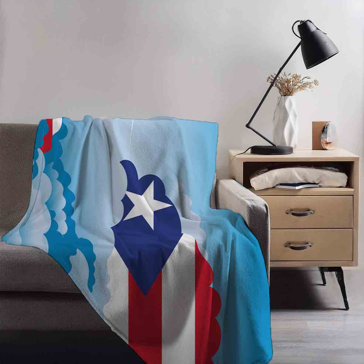 Puerto Rico Day Clouds Blanket Throw
