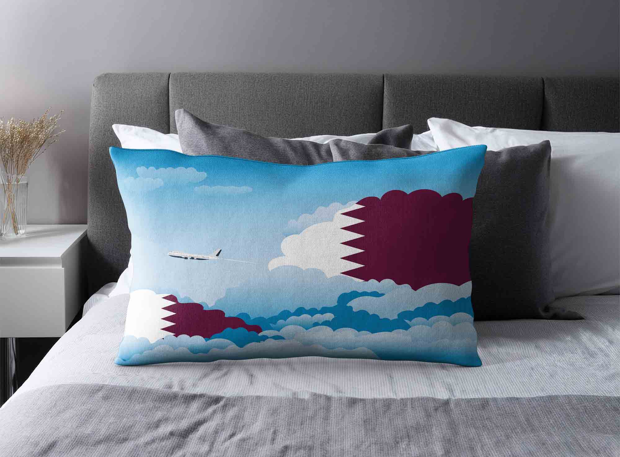 Qatar World Airplane Day Clouds Square & Rectangle Pillow Cases | Aviation Sky Travel Decorative Throw Pillow Covers image 2