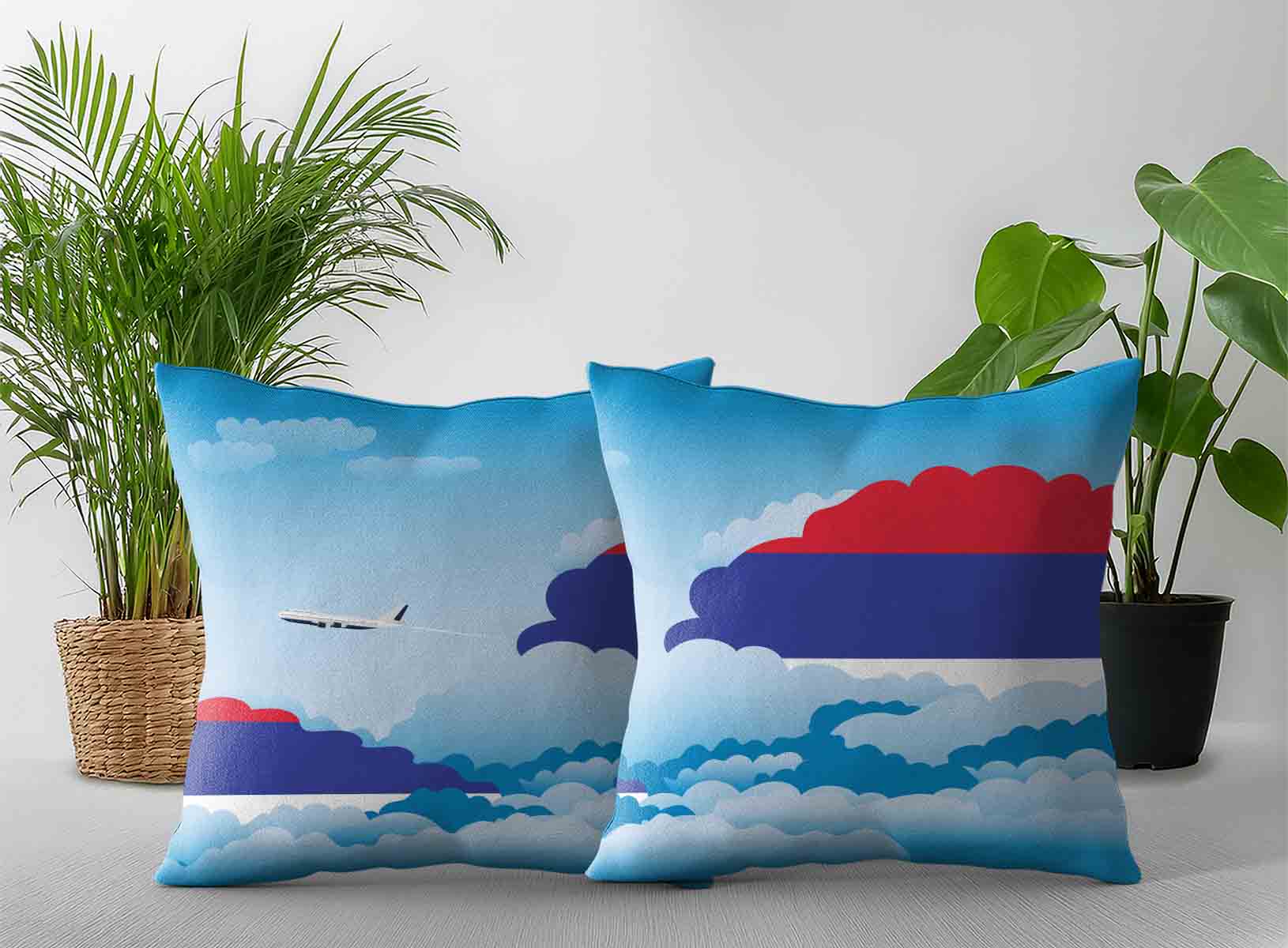 Republika Srpska World Airplane Day Clouds Square & Rectangle Pillow Cases | Aviation Sky Travel Decorative Throw Pillow Covers