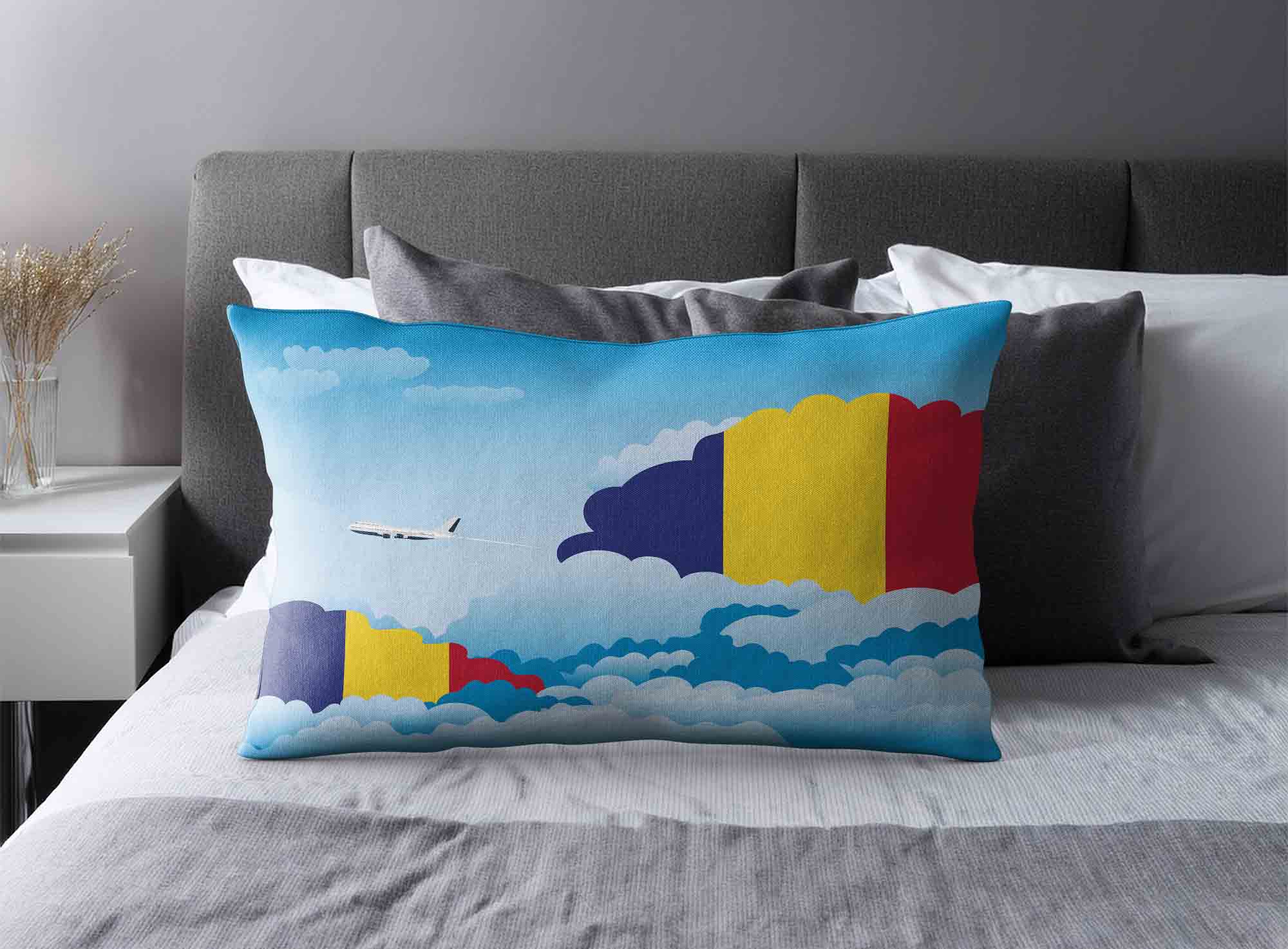 Romania World Airplane Day Clouds Square & Rectangle Pillow Cases | Aviation Sky Travel Decorative Throw Pillow Covers image 2