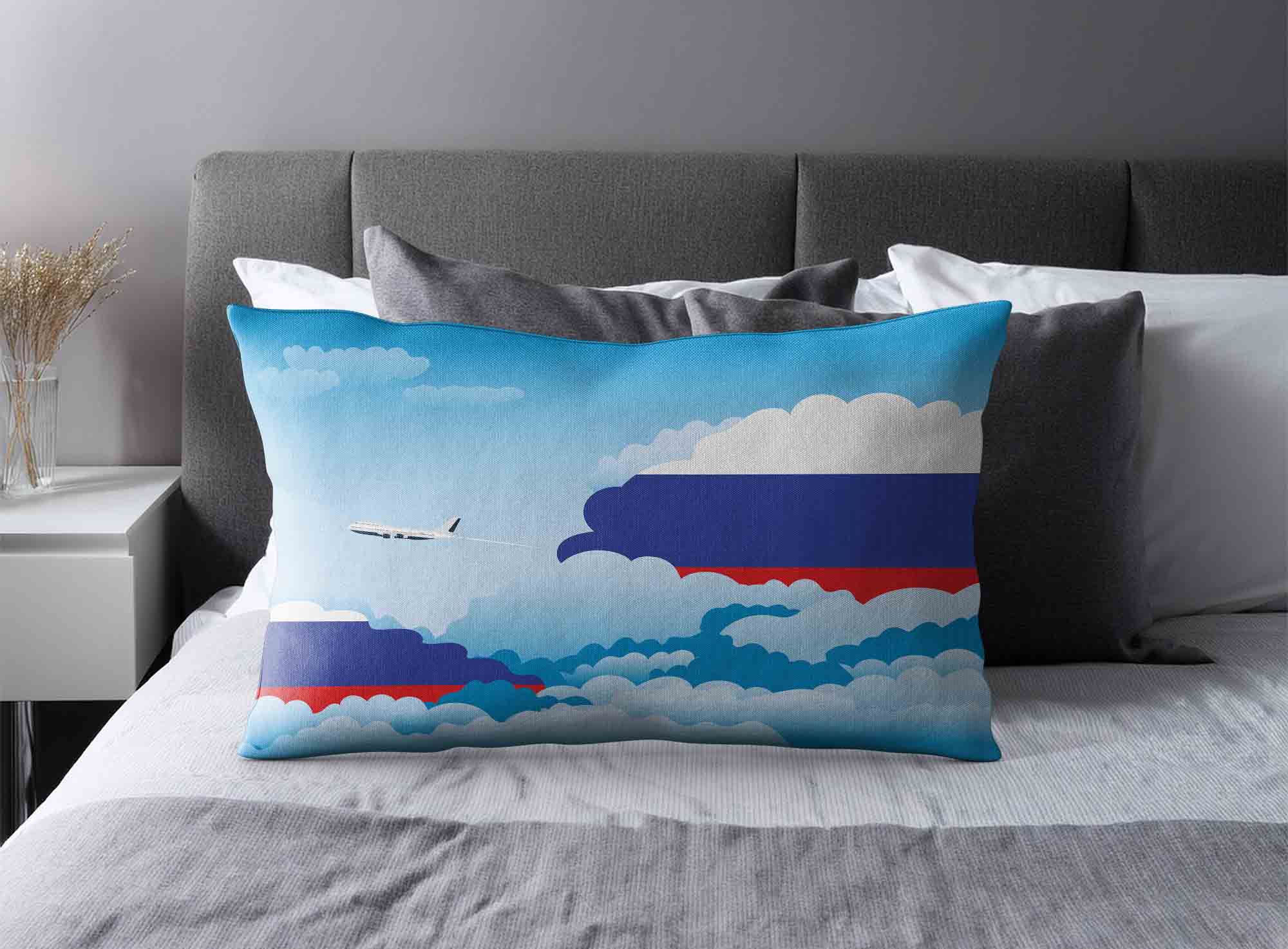Russia World Airplane Day Clouds Square & Rectangle Pillow Cases | Aviation Sky Travel Decorative Throw Pillow Covers image 2
