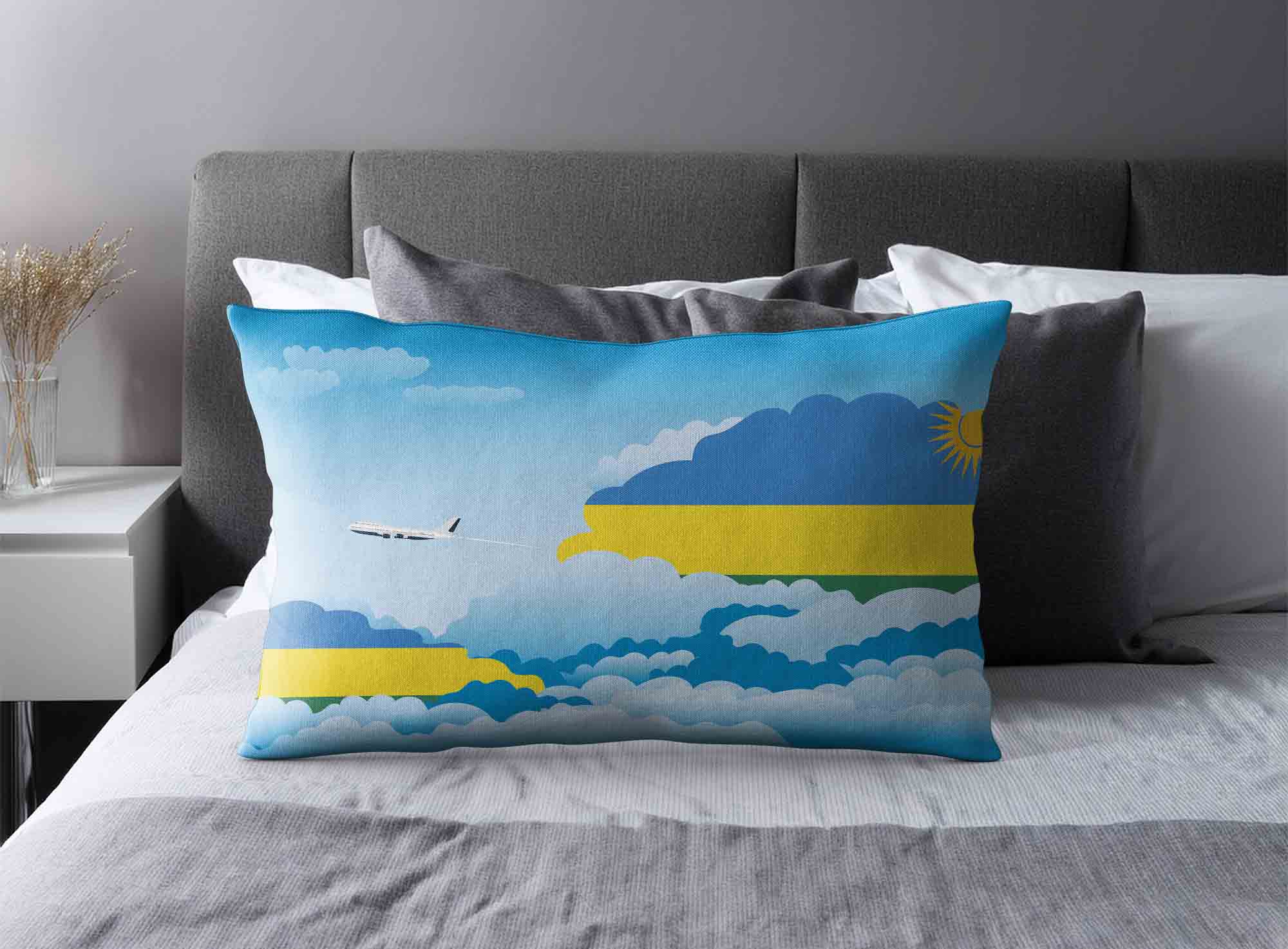 Rwanda World Airplane Day Clouds Square & Rectangle Pillow Cases | Aviation Sky Travel Decorative Throw Pillow Covers image 2