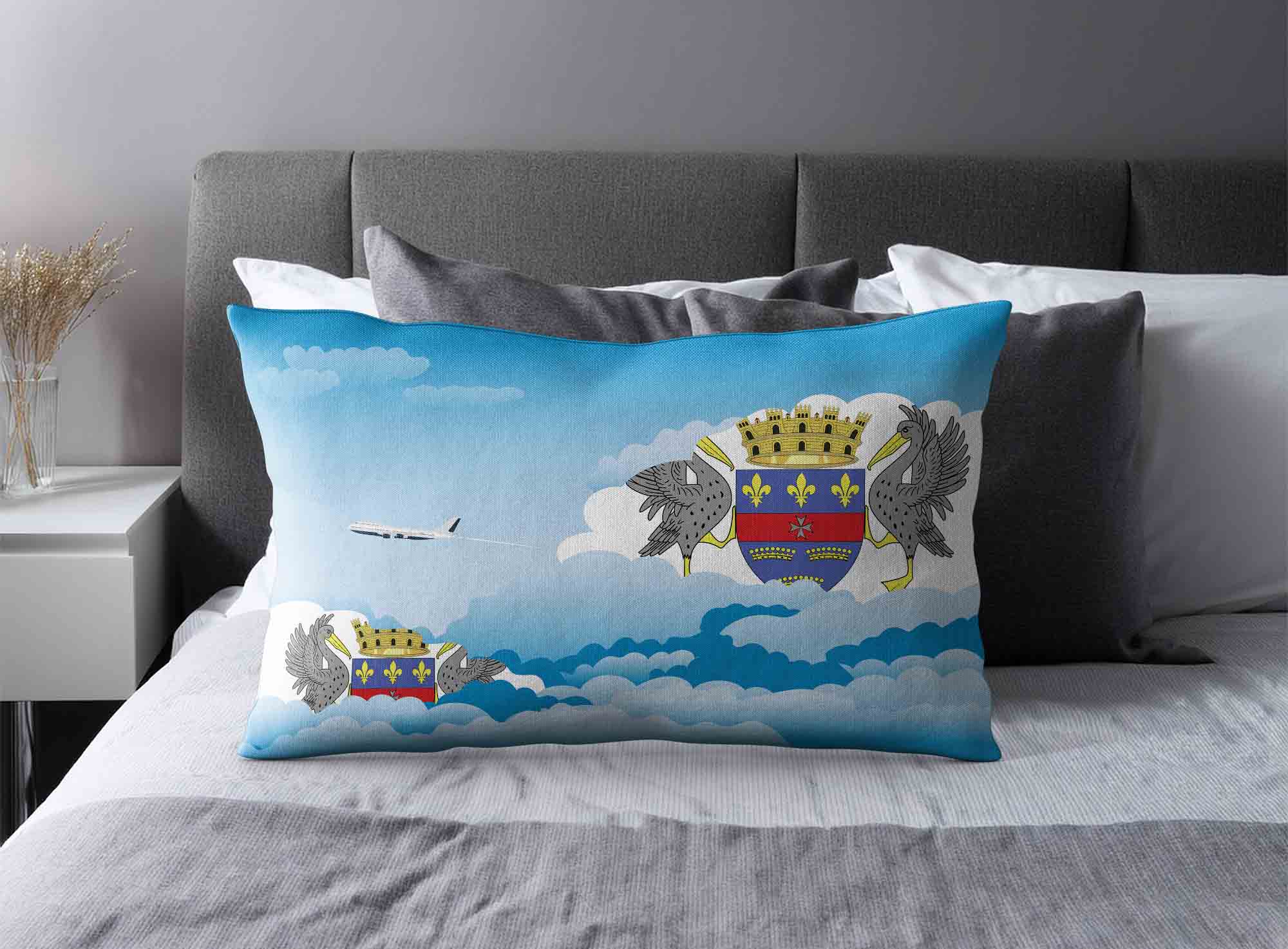 Saint Barthelemy World Airplane Day Clouds Square & Rectangle Pillow Cases | Aviation Sky Travel Decorative Throw Pillow Covers image 2