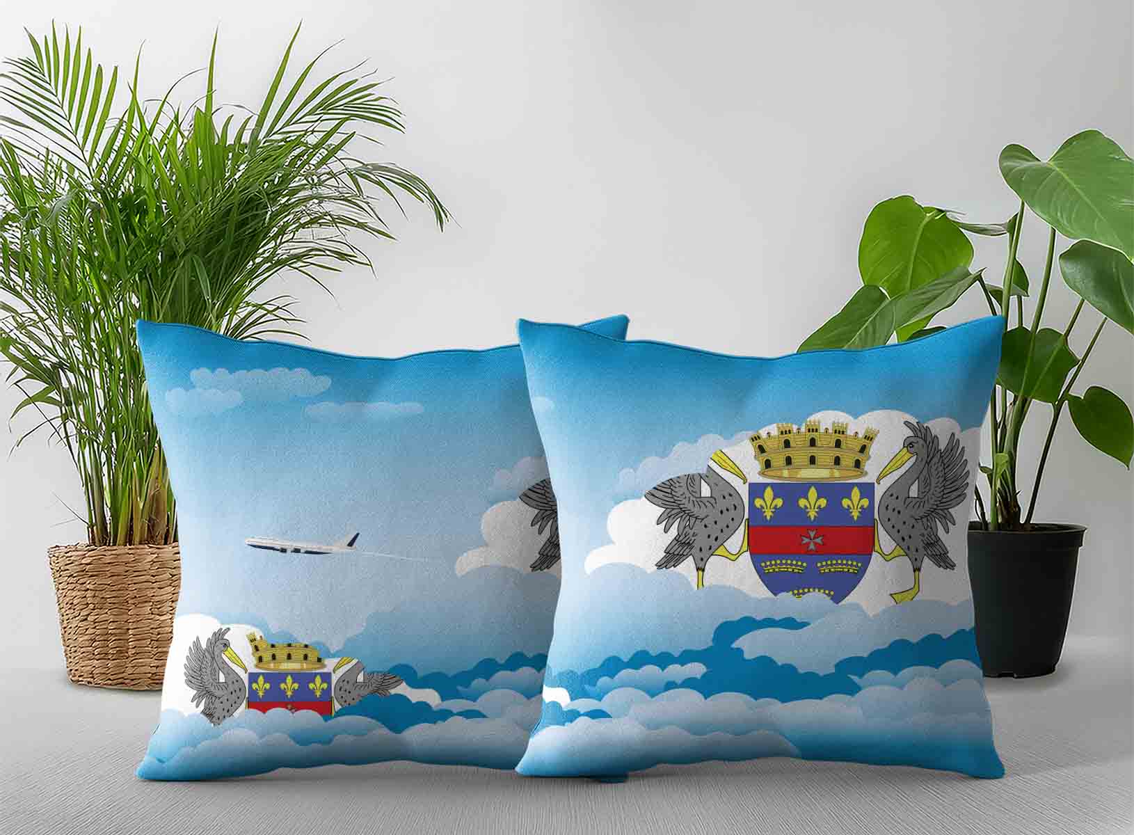 Saint Barthelemy World Airplane Day Clouds Square & Rectangle Pillow Cases | Aviation Sky Travel Decorative Throw Pillow Covers