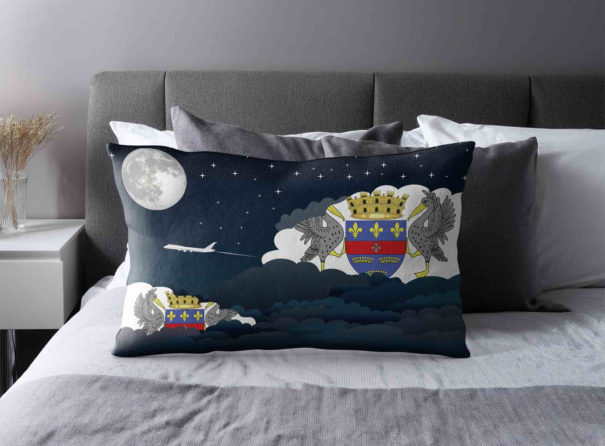Saint Barthelemy World Airplane Night Clouds Square & Rectangle Pillow Cases | Aviation Night Sky Decorative Throw Pillow Covers image 2